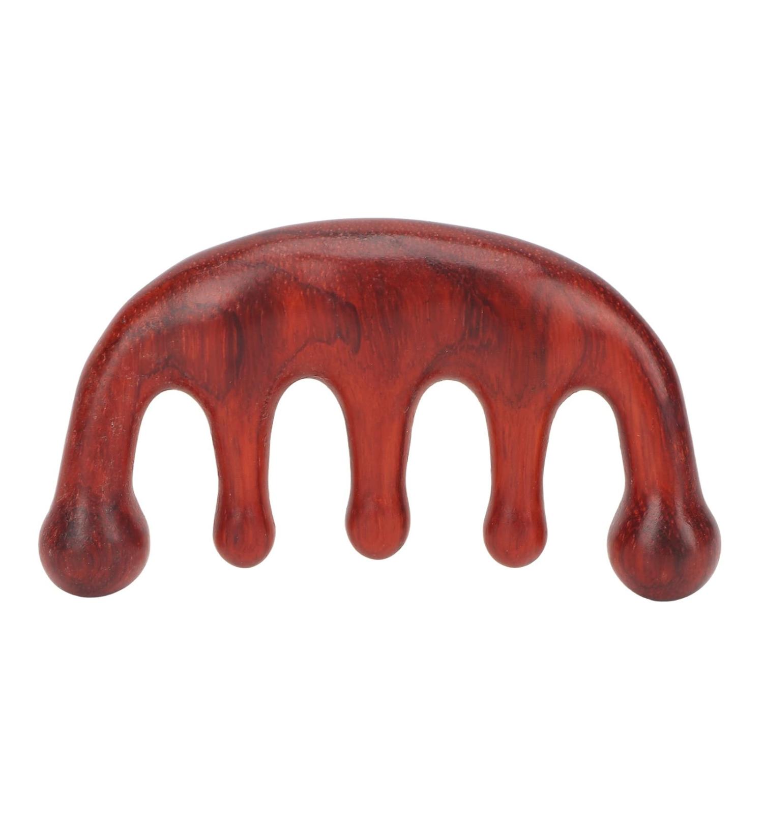 Gientan Scalping Massage Comb - 5 Teeth Sandalwood Gua Sha for Portable Meridian Massage - Buy Online on GoSupps.com