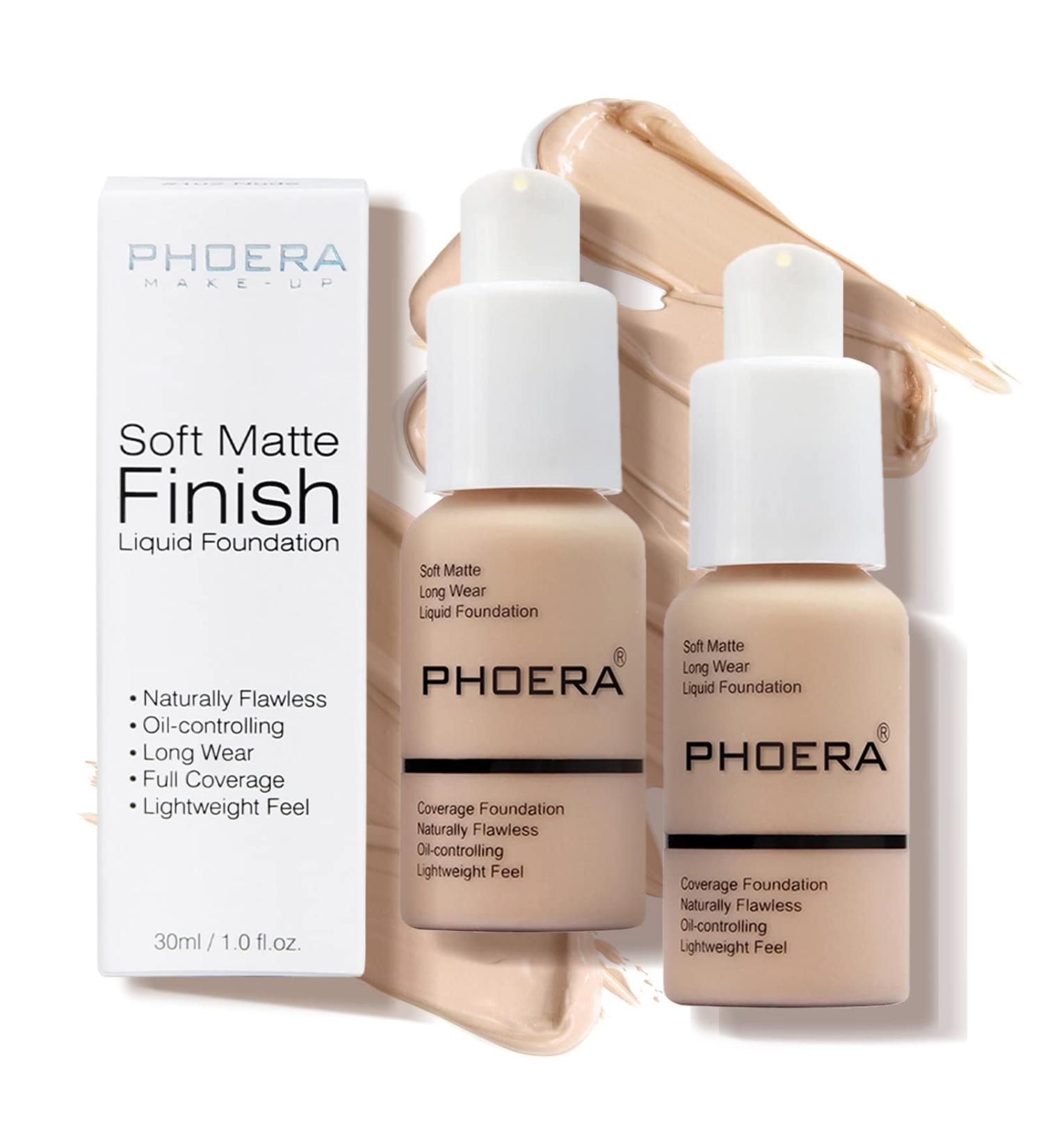 PHOERA Matte Foundation Covering Imperfections Long Lasting Waterproof Full Coverage Foundation (2 Pieces 102) - Buy Online on GoSupps.com