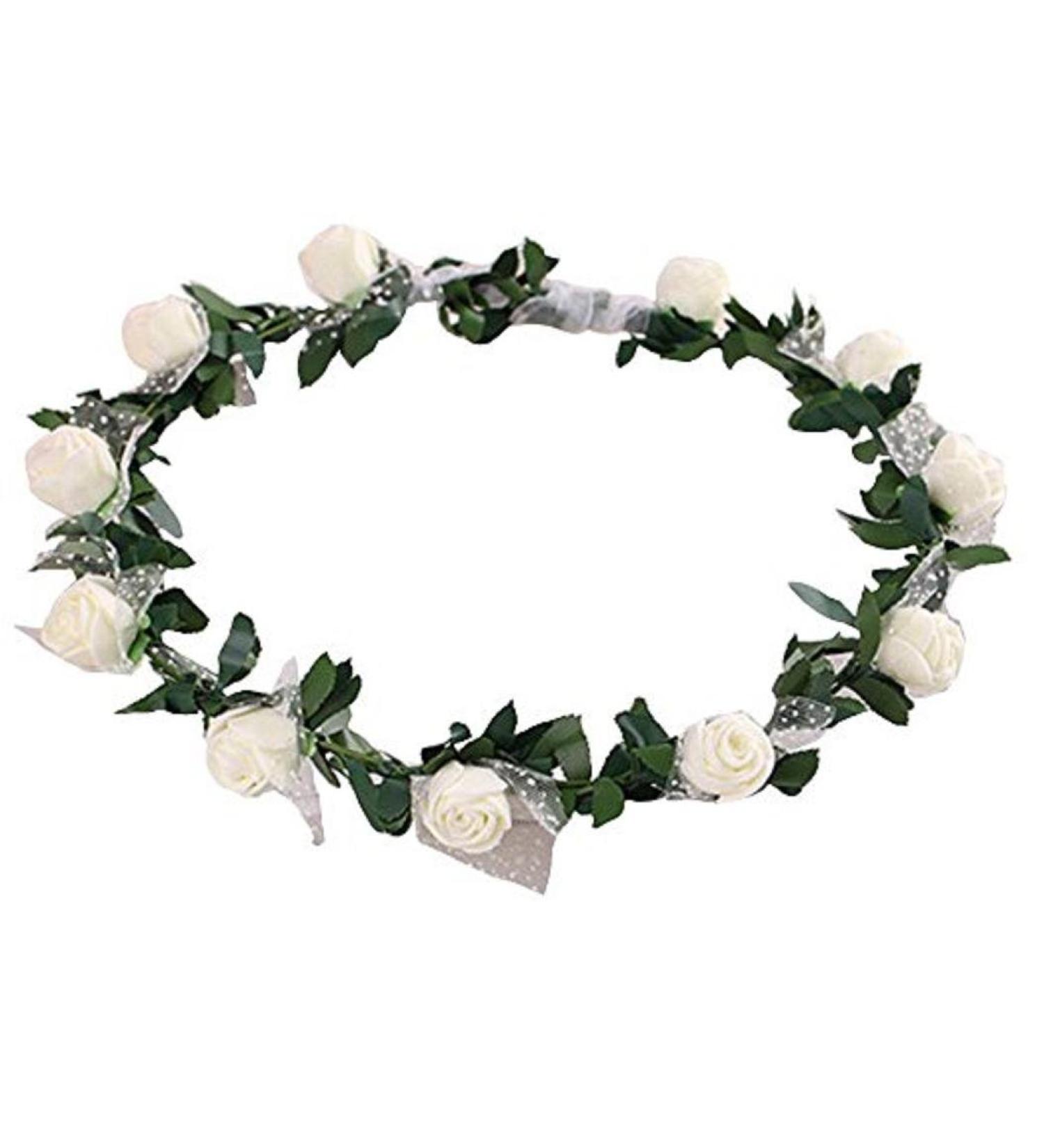 Gloryhonor Rose Flower Crown Headband Wreath Party Wedding Bridal Garland Hairband Headwear