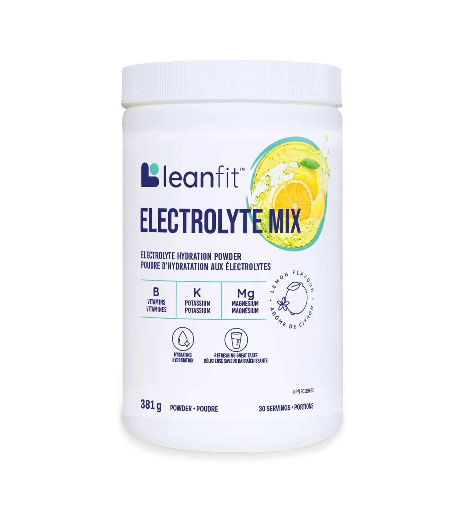 LEANFIT ELECTROLYTE MIX Citrus Lemon Electrolyte Hydration Powder Drink Mix Non GMO Vegan Gluten-Free 30 servings 381g tub - Buy Online on GoSupps.com