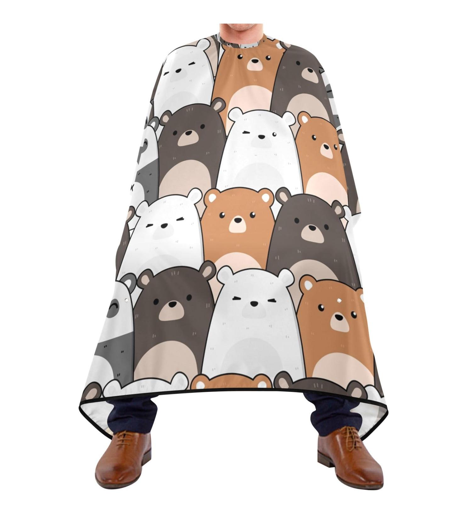 Waterproof Barber Cape - Kawaii Cartoon Teddy Bear Panda Polar & Grizzly Cheetah Haircut Bib for Men & Women | Unisex Hair Cutting Cape - Buy Online on GoSupps.com