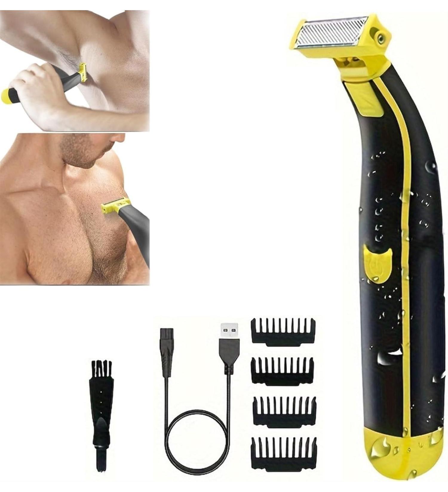 Stellaya Shaver Full Body Washed Wet and Dry Shaver Electric Body Hair Trimmer for Men Waterproof Male Hygiene Razor with 4 Types of Limited-Length Combs Waterproof Male Razor(1pcs) 1pcs Yellow - Buy Online on GoSupps.com