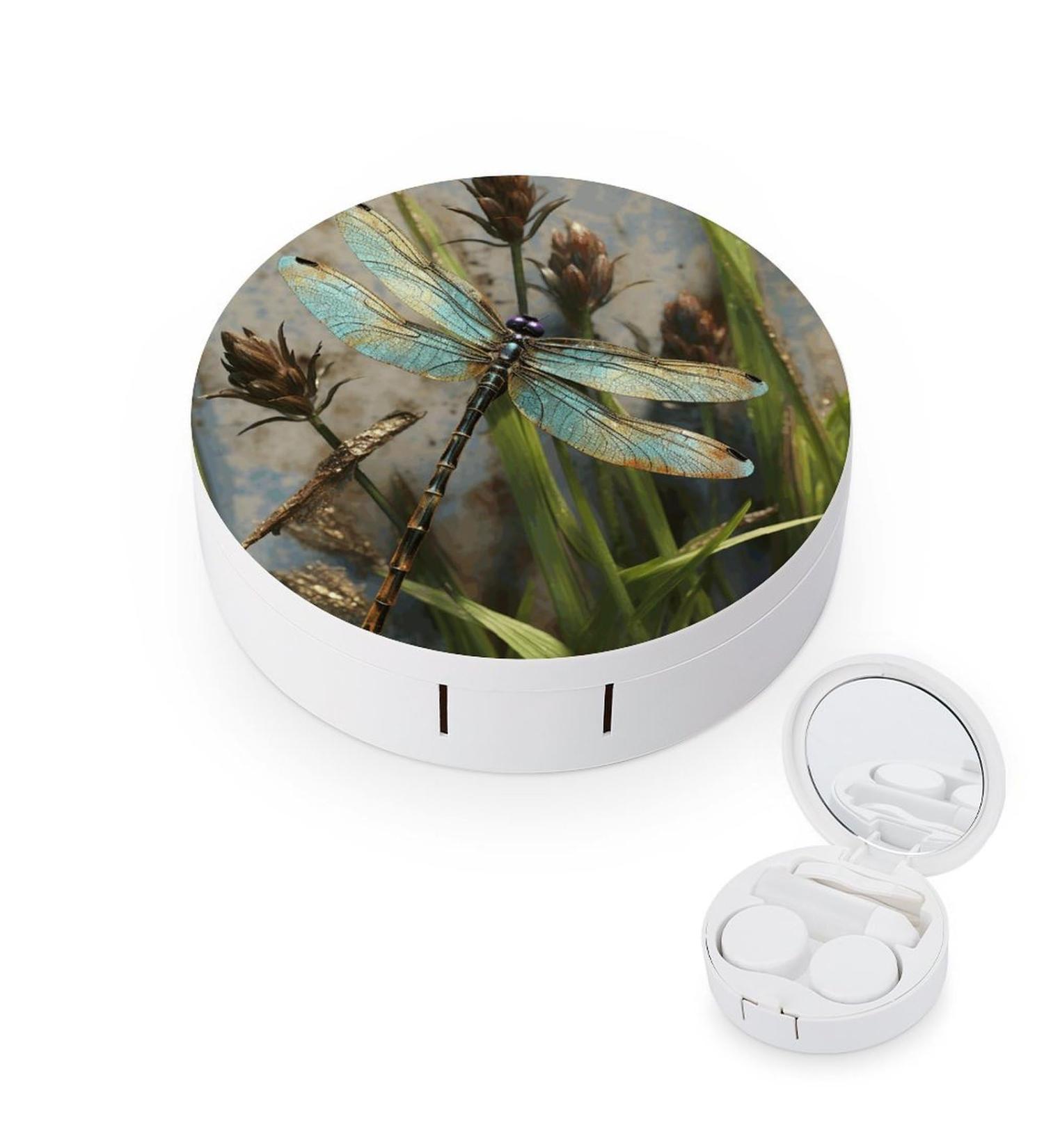 Dancing Dragonfly Print Contact Lens Case - Durable Travel Box for Lens Care - Buy Online on GoSupps.com