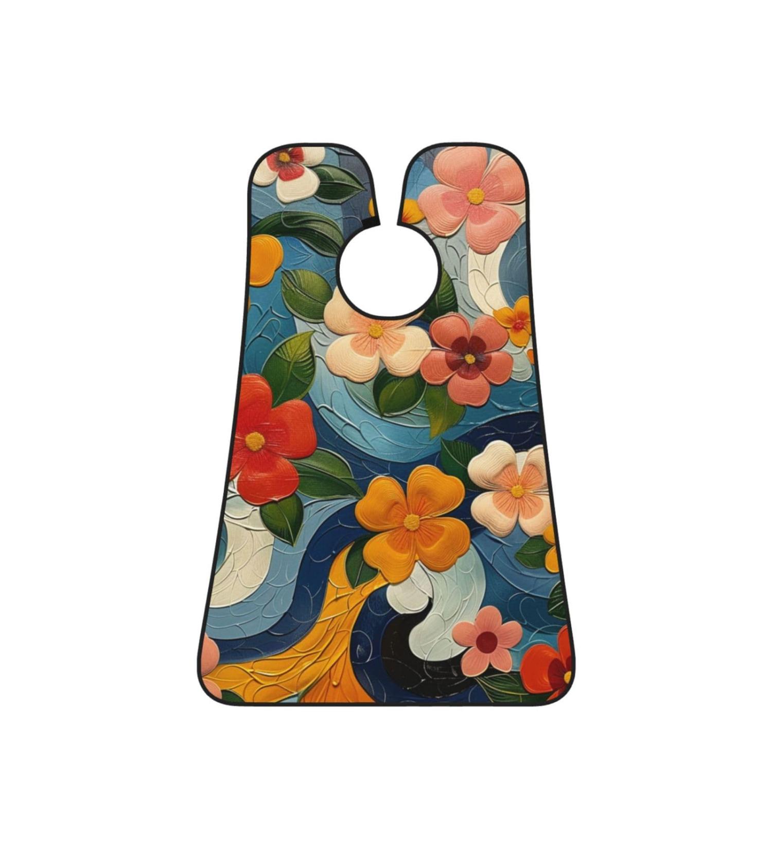 Cashew Flower Print Beard Bib Apron - Non-Stick Men's Hair Catcher for Shaving | Unique Gift for Men - Buy Online on GoSupps.com