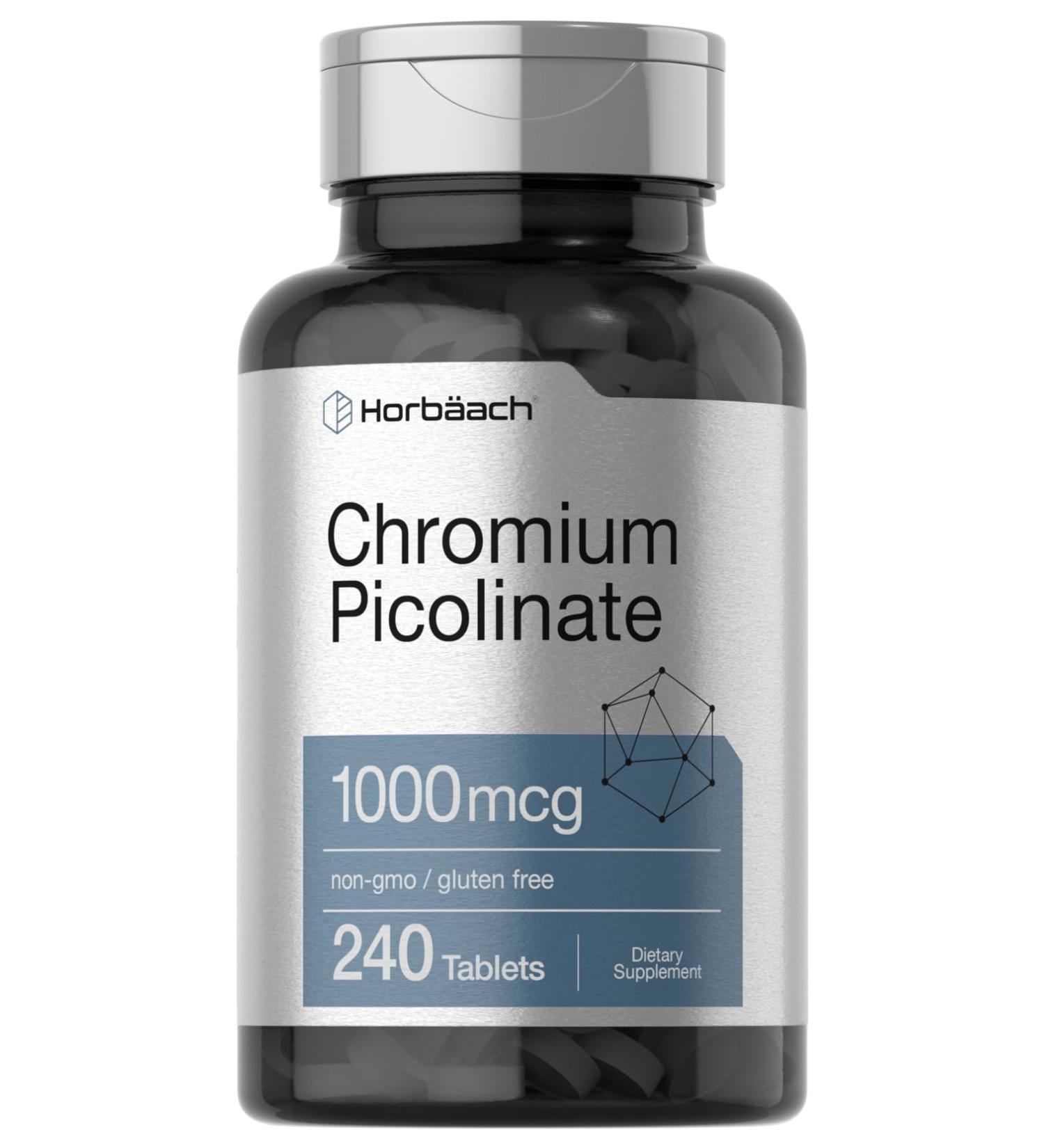 Horbaach Chromium Picolinate 1000mcg | 240 Tablets | Vegetarian Formula | Non-GMO Gluten Free Supplement - Buy Online on GoSupps.com