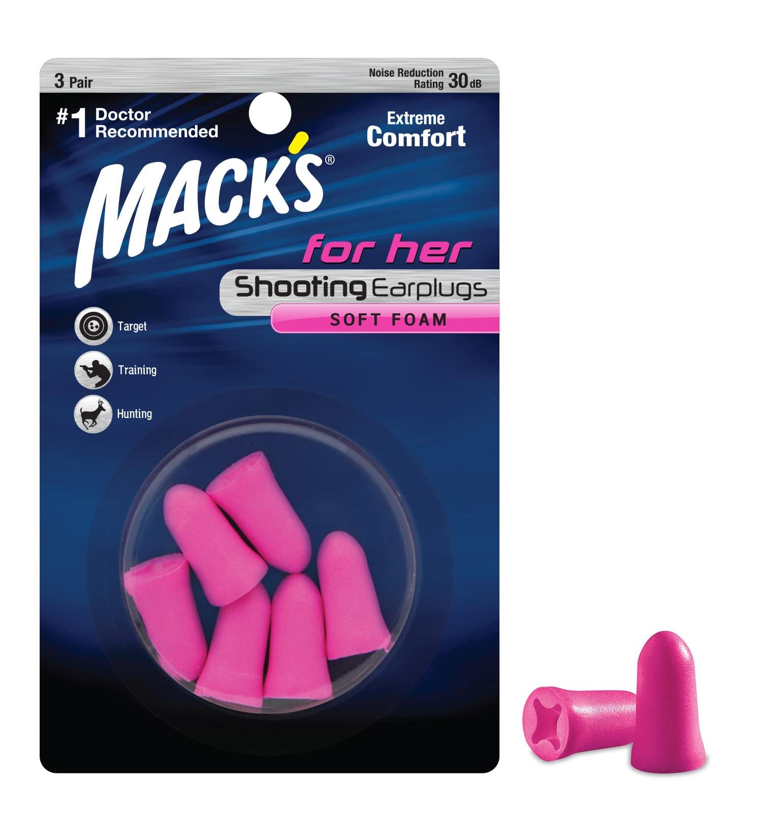 Mack's For Her Soft Foam Shooting Ear Plugs - 3 Pairs | Small Earplugs for Hunting Tactical Target & Skeet Shooting - International Shipping Available - Buy Online on GoSupps.com