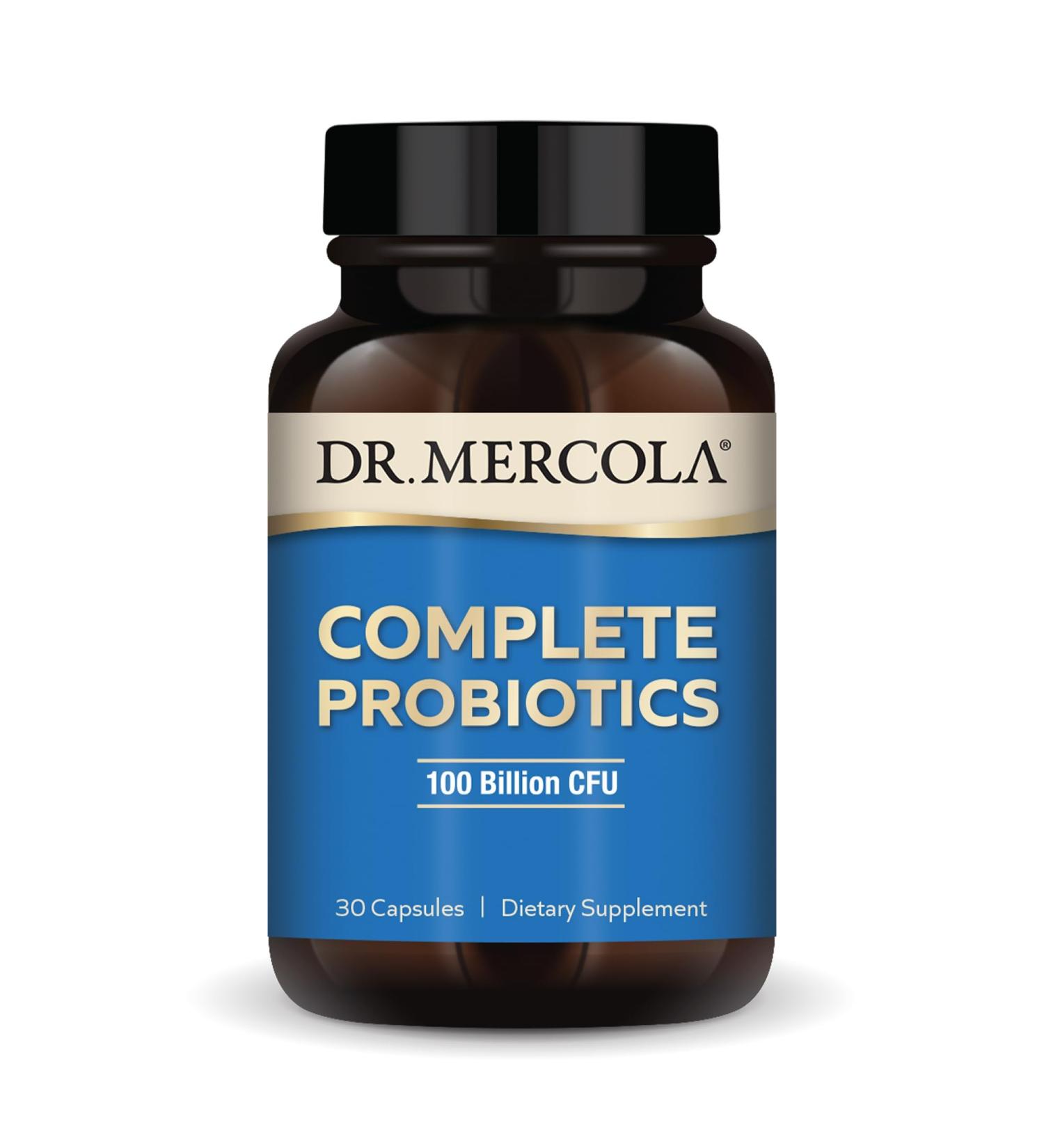 Dr. Mercola Complete Probiotics - 100 Billion CFU - Supports Immune, Digestive & Gut Health - Contains 10 Probiotic Strains - Non-GMO, Gluten-Free & Soy-Free - 30 Capsules (30 Servings) - Buy Online on GoSupps.com