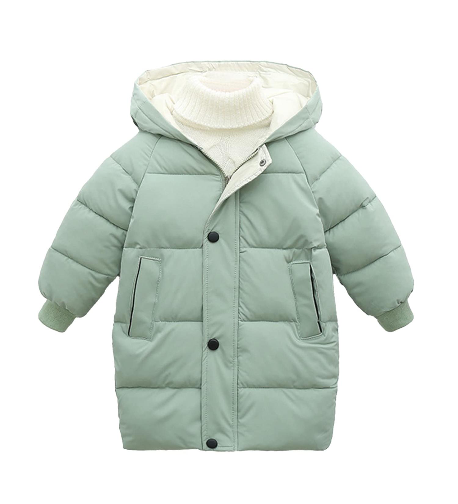 Milkiwai Kids Winter Down Jacket 3-8 Years | Boys' & Girls' Medium Length Padded Coat | Baby Thick Warm Clothes | Size 120 | Green - Buy Online on GoSupps.com
