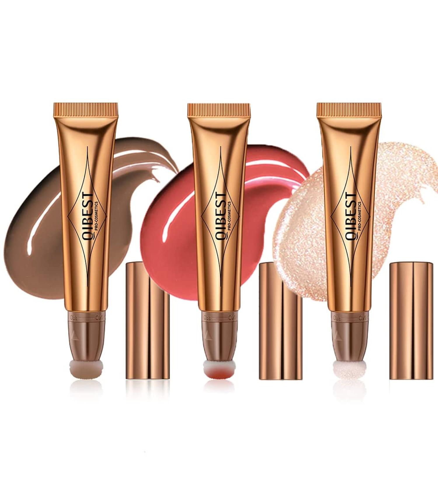 3 Pcs Liquid Contour Beauty Wand Set - Contour, Blush & Highlighter Stick with Cushion Applicator - Long Lasting & Natural Matte Finish - Buy Online on GoSupps.com