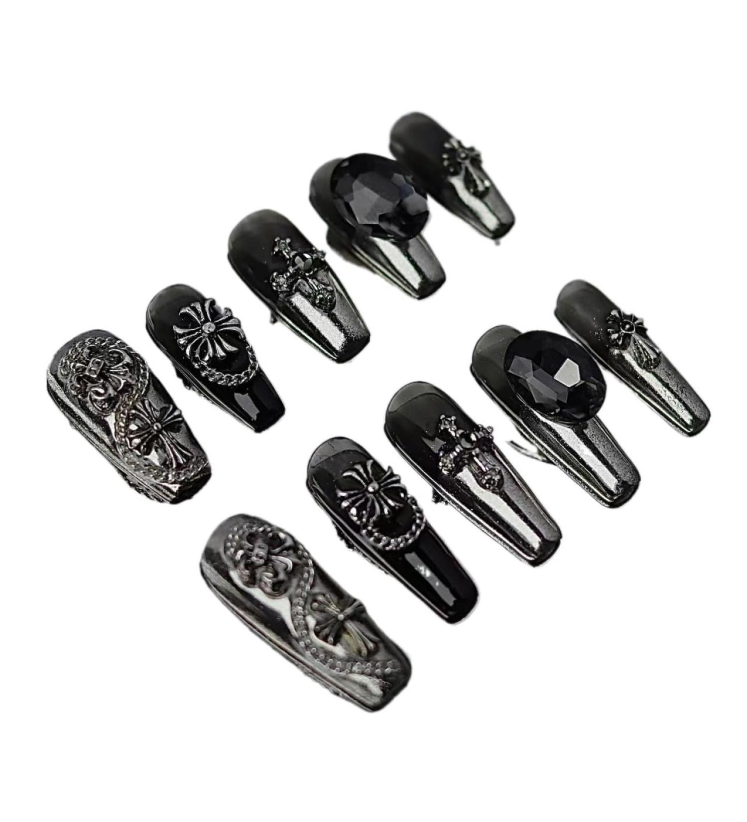 Temperament-enhancing nail art night spice girl wears a fake nails patch by hand and the nail art explodes.(XS)