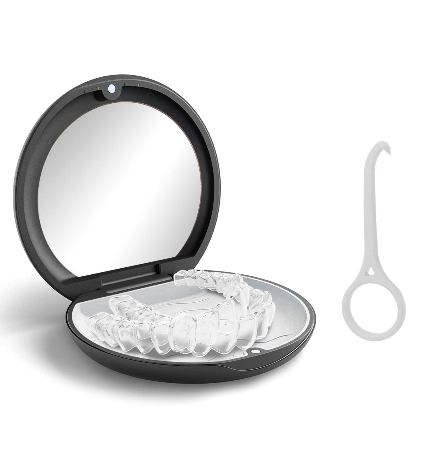 Dnom Dinos Black Portable Can Tooth Rail Box with Mirror | Empty Orthodontic Tooth Stop Box & Aligners Removal Tools | International Shipping Available - Buy Online on GoSupps.com