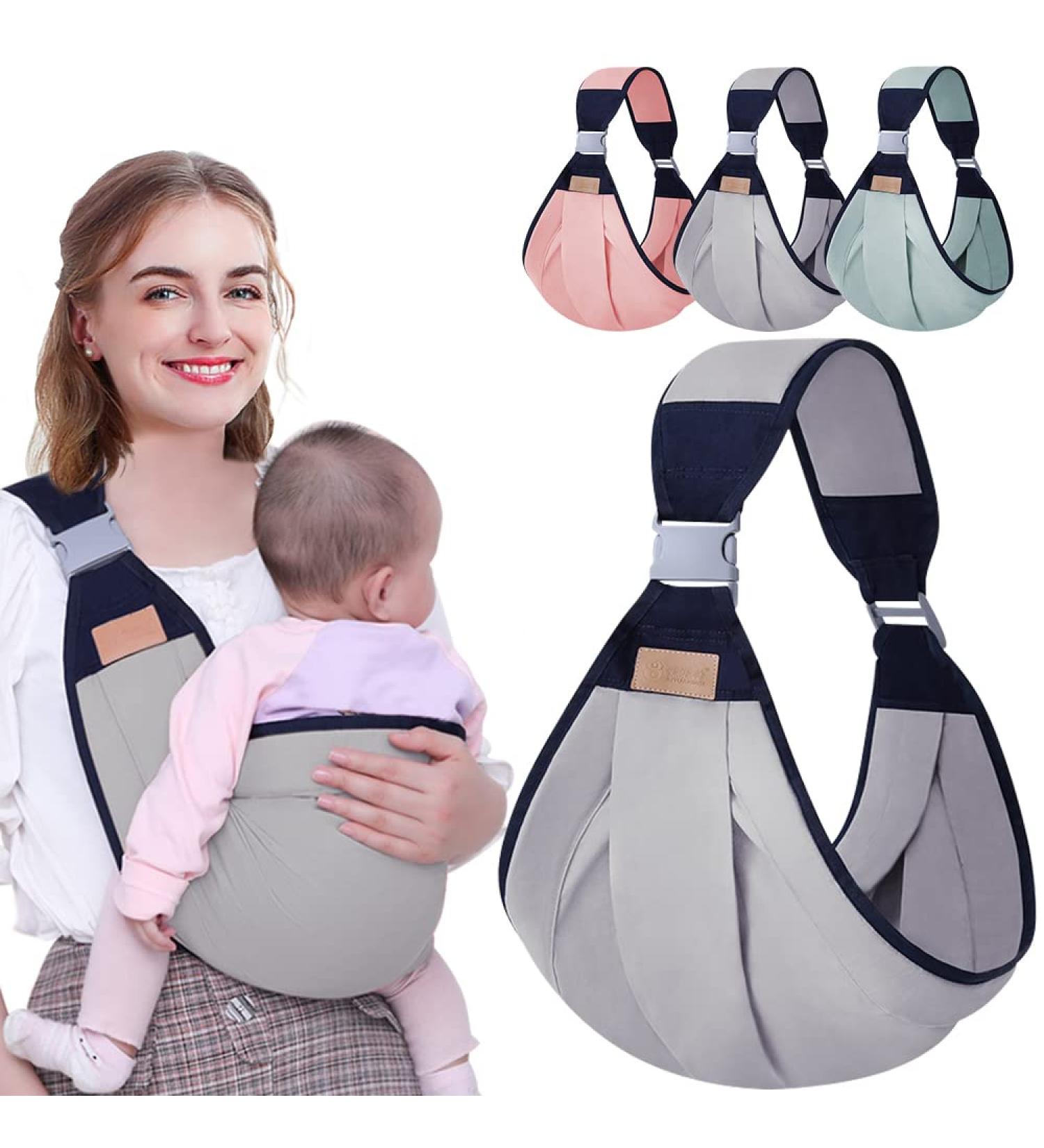 HINATAA Breathable Baby Sling | Adjustable Baby Carrier Wrap for 0-36 Months | Quick Dry & Thick Shoulder Straps | Grey - Buy Online on GoSupps.com