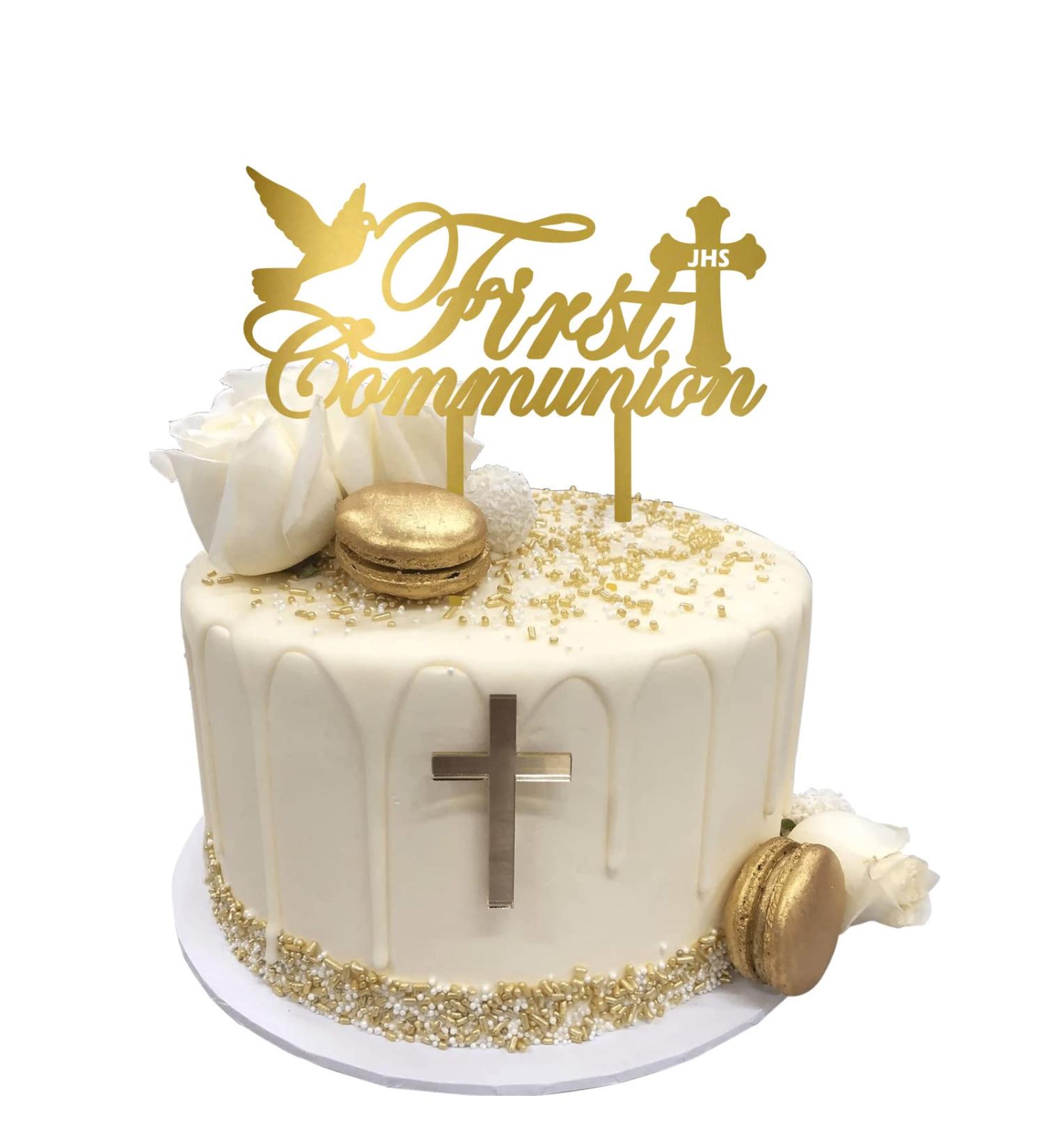 INDKOPVA First Holy Communion Cake Topper Acrylic Reusable First Communion Cake Decoration Christening for Kids - Buy Online on GoSupps.com