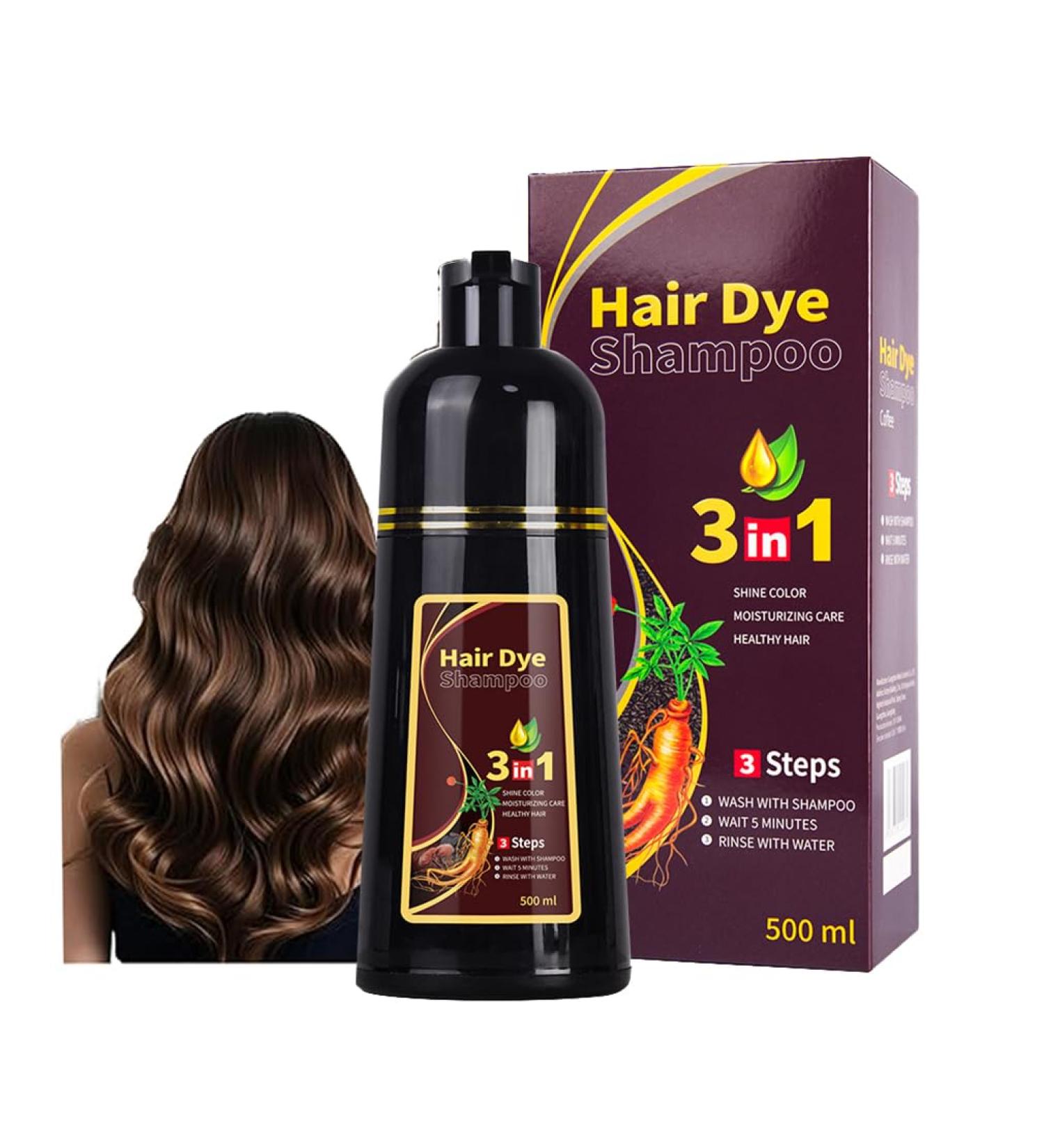  HADAVAKA 500 ml Black Dye Shampoo Instant Coloring Semi-Permanent Hair Coloring 3-in-1 Shampoo For Men And Women Restores Shine To Hair (Chestnut Brown) - Buy Online on GoSupps.com