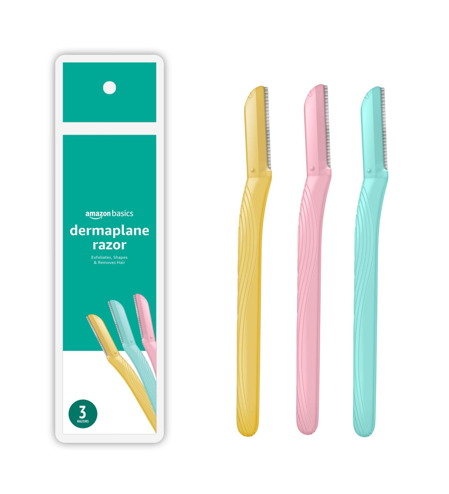 Amazon Basics Exfoliating Dermaplaning Tool & Eyebrow Facial Razor - 3 Count Pack - Buy Online on GoSupps.com