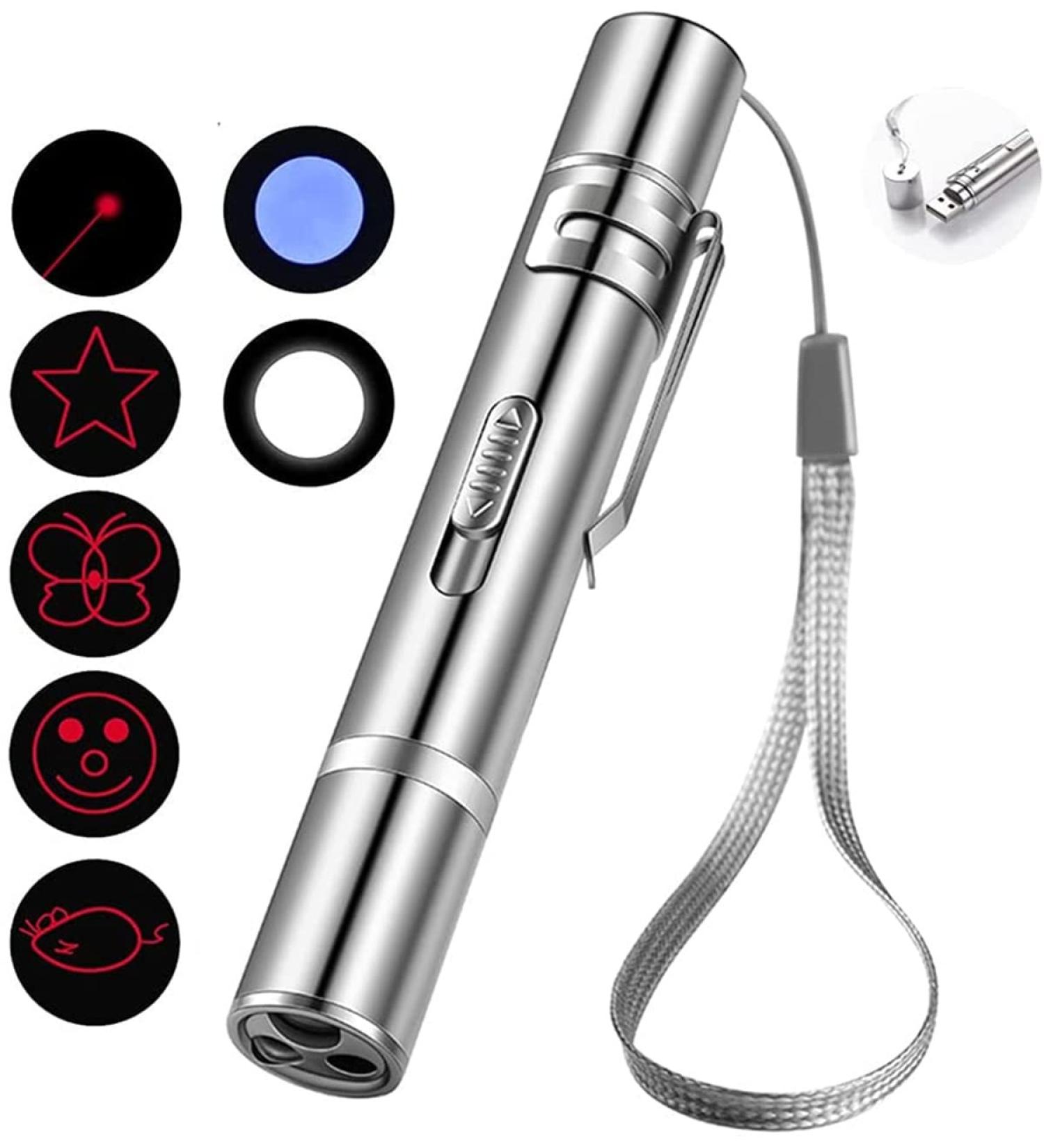 Laser Pointer Cat Toy - Interactive Red Dot Clicker for Indoor Cats and Dogs - Long Range Outdoor Chaser Teaser Stick - USB Rechargeable - Bright LED Light - Training Tool - Buy Online on GoSupps.com