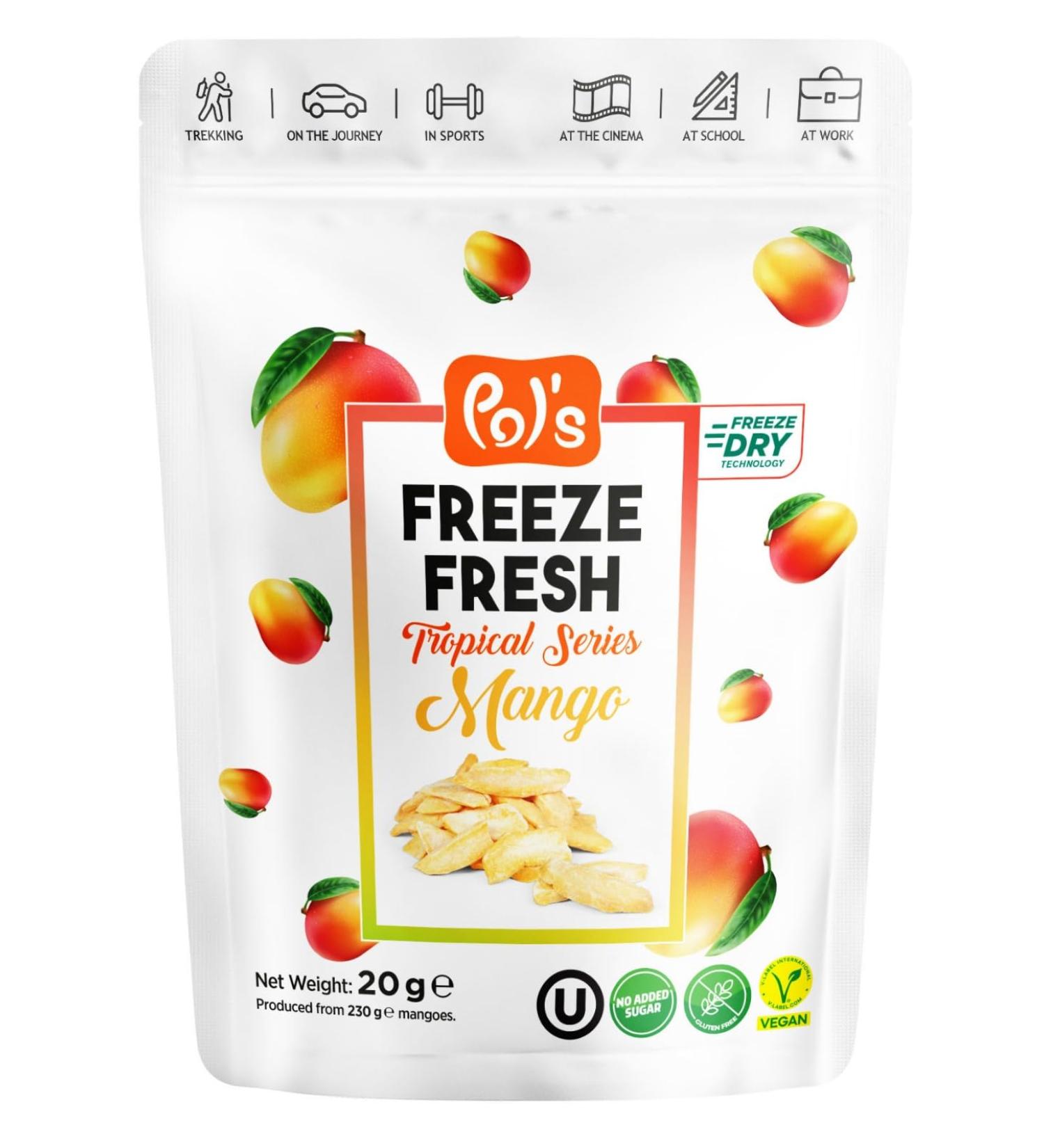  POL'S POL'S FREEZE FRESH Freeze-dried mango 100% sweetened mango mango fruit chips no added sugar vegan lactose-free gluten-free - Buy Online on GoSupps.com