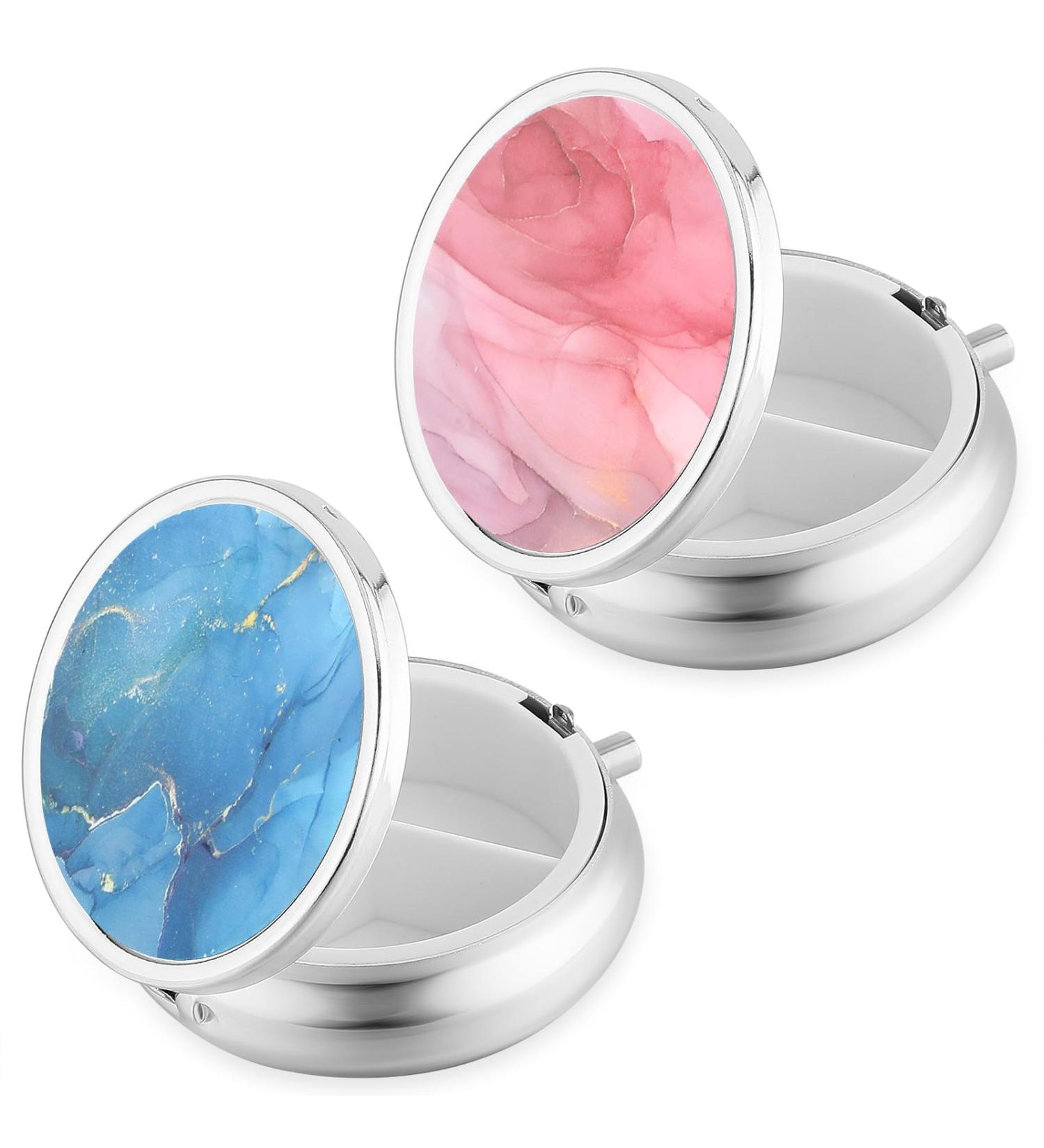 Buy WLLHYF 2PCS Metal Pill Case - 3 Compartment Portable Decorative Pill Organizer for Vitamins & Medicines - Retro Travel Pillbox for Purse & Pocket - Buy Online on GoSupps.com