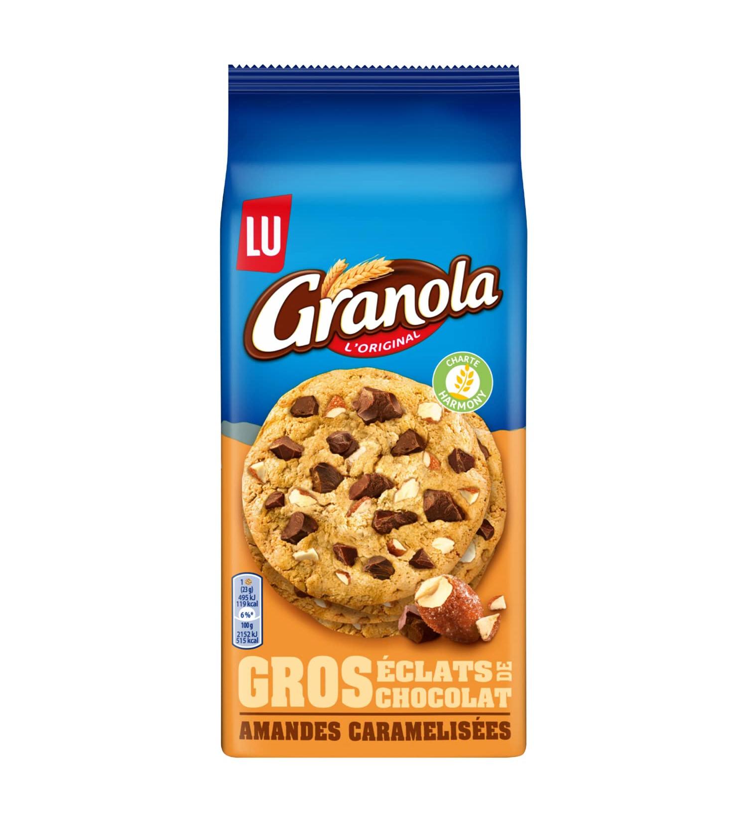 Granola Extra Cookie Caramelized Almonds with Large Chocolate Shards - 4 x Bags of 8 Cookies (184 g) - Buy Online on GoSupps.com