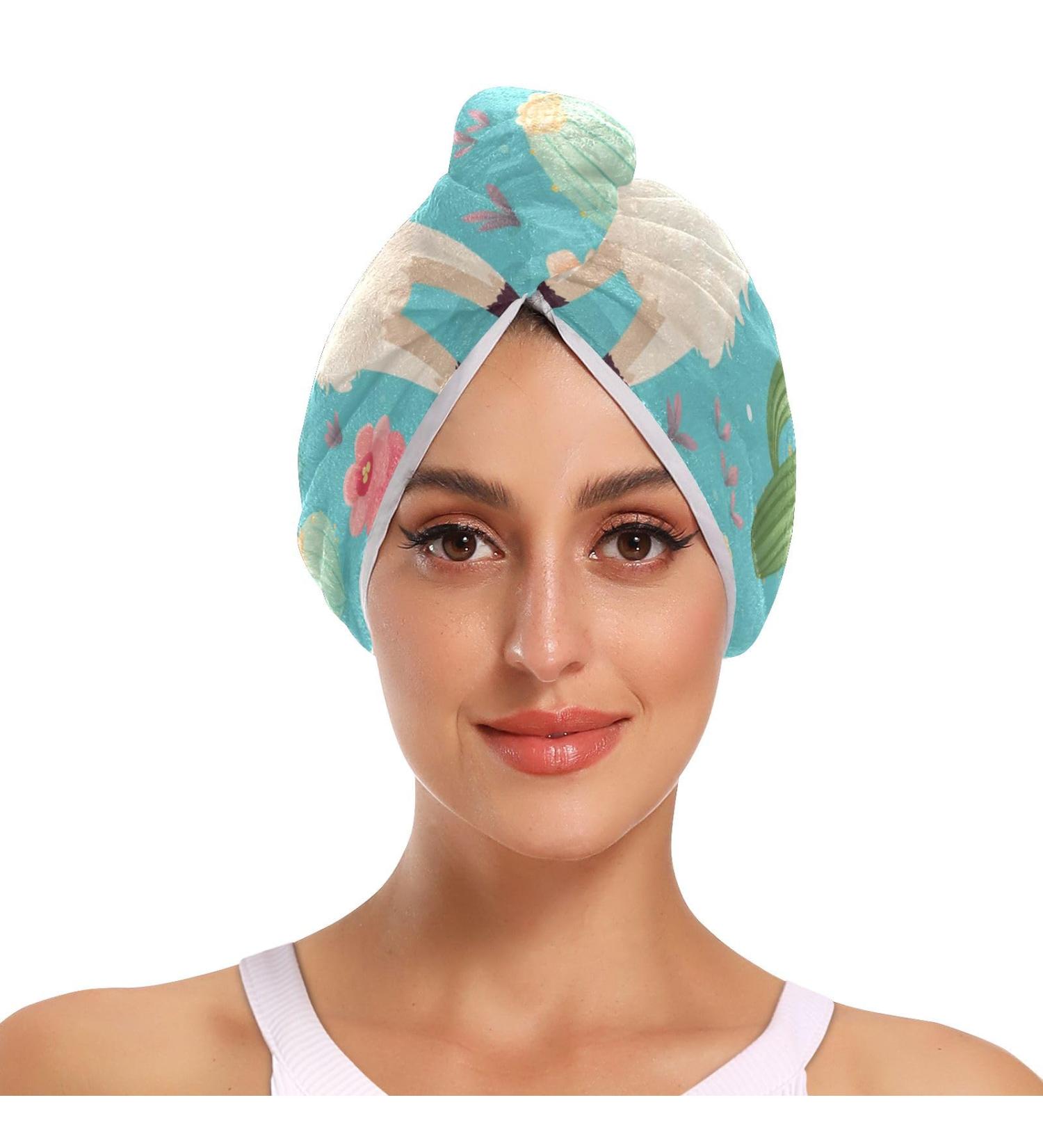Cactus Alpaca Hair Towel 2 Pack - Super Absorbent Quick Dry Hair Turbans for Women & Girls - Buy Online on GoSupps.com