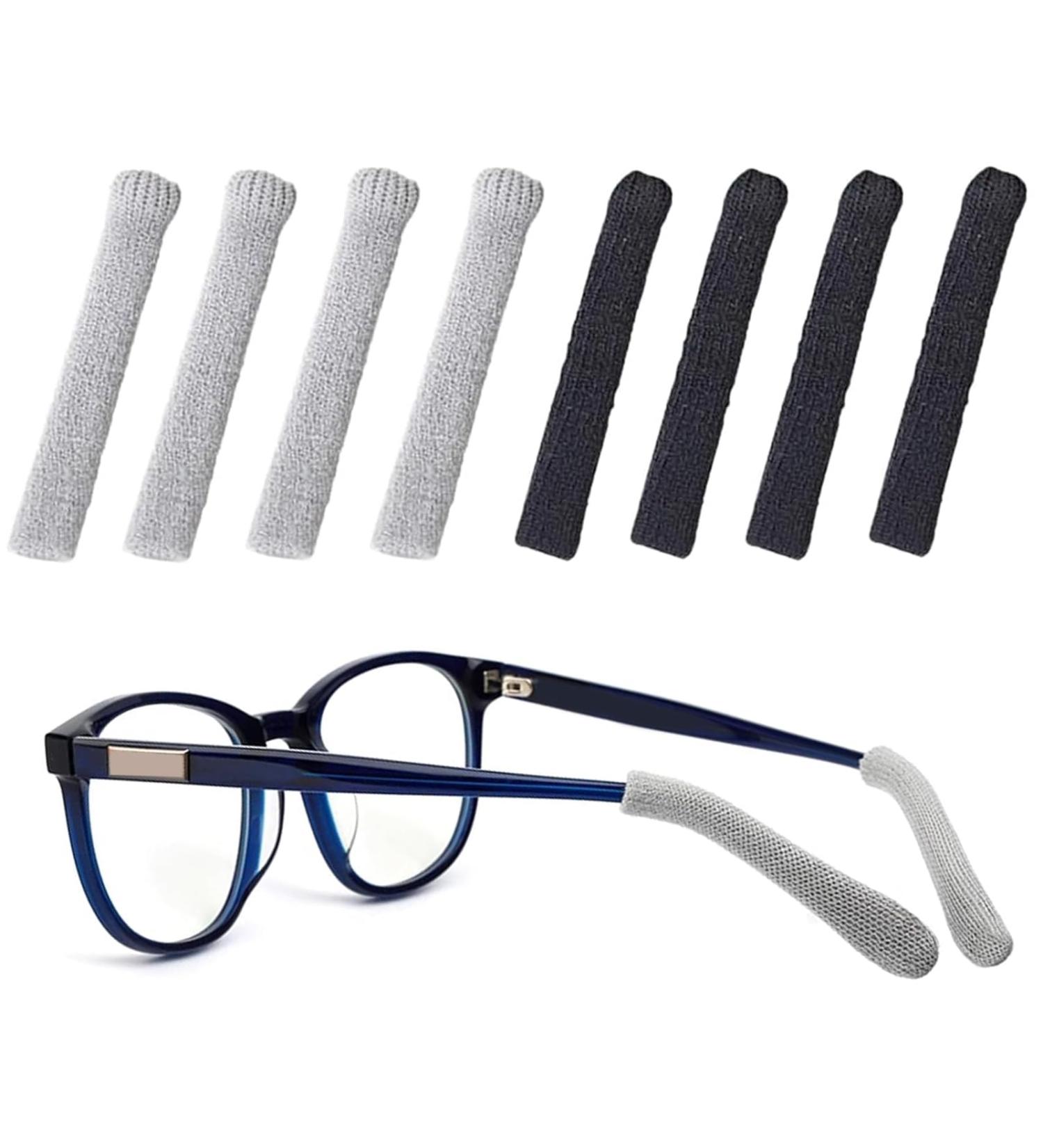 Xinsuo 4 Pairs Soft Cotton Glasses Ear Pads | Non-Slip & Elastic Comfort Accessories for Glasses & Sunglasses (Gray/Black) - Buy Online on GoSupps.com