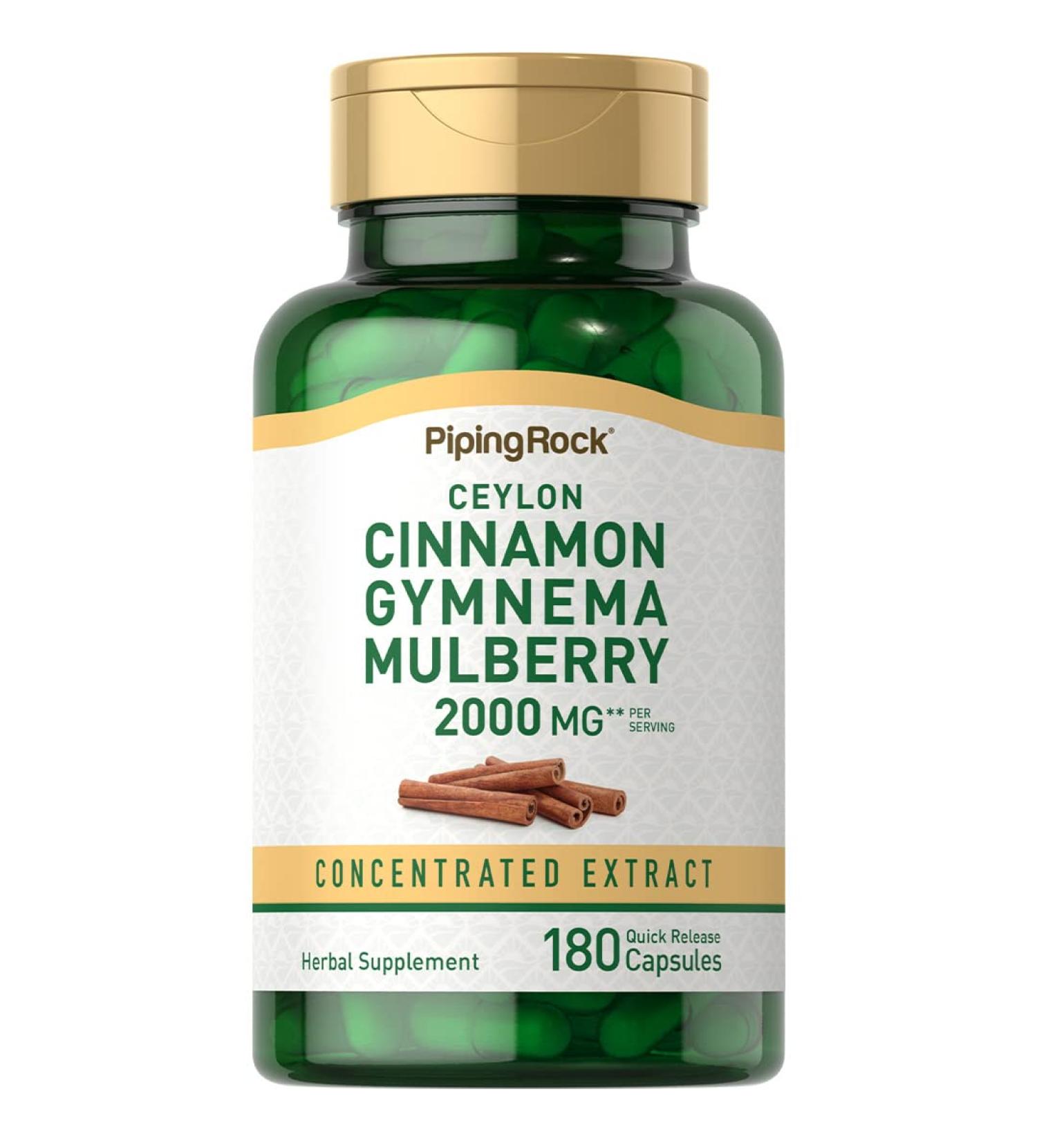 Piping Rock Ceylon Cinnamon Gymnema Mulberry Complex 2000mg | 180 Capsules | Herbal Supplement - Buy Online on GoSupps.com