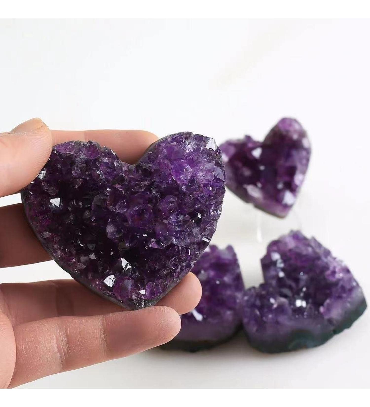 1pc 40mm-70mm Rough Natural Heart Shaped Amethyst Geode Cluster Crystals Stones Beautiful Crystal (Size : 1pc 45mm) - Buy Online on GoSupps.com