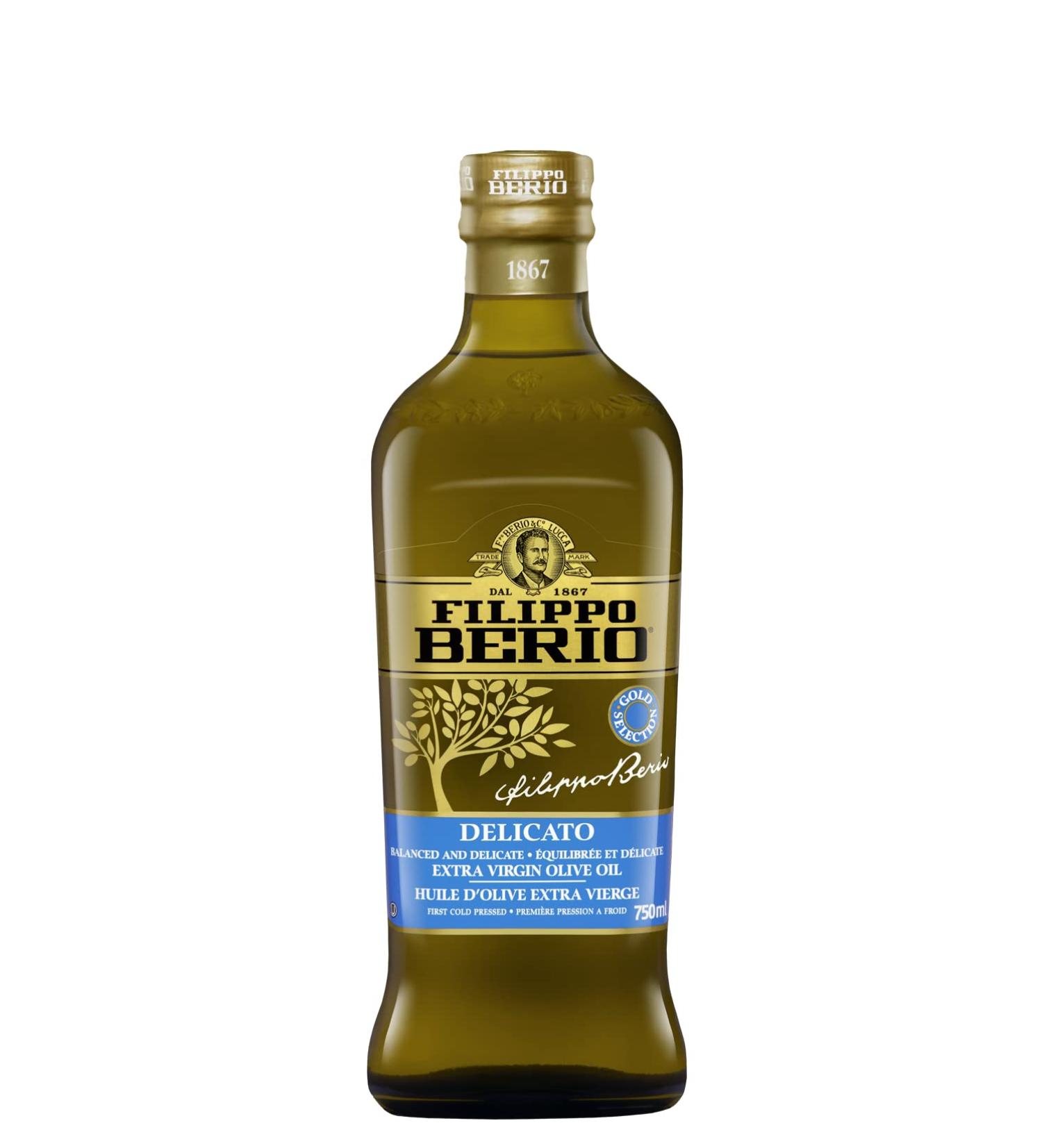 Filippo Berio Gold Selection Delicato Extra Virgin Olive Oil - 750mL Dark Glass Bottle - Buy Online on GoSupps.com