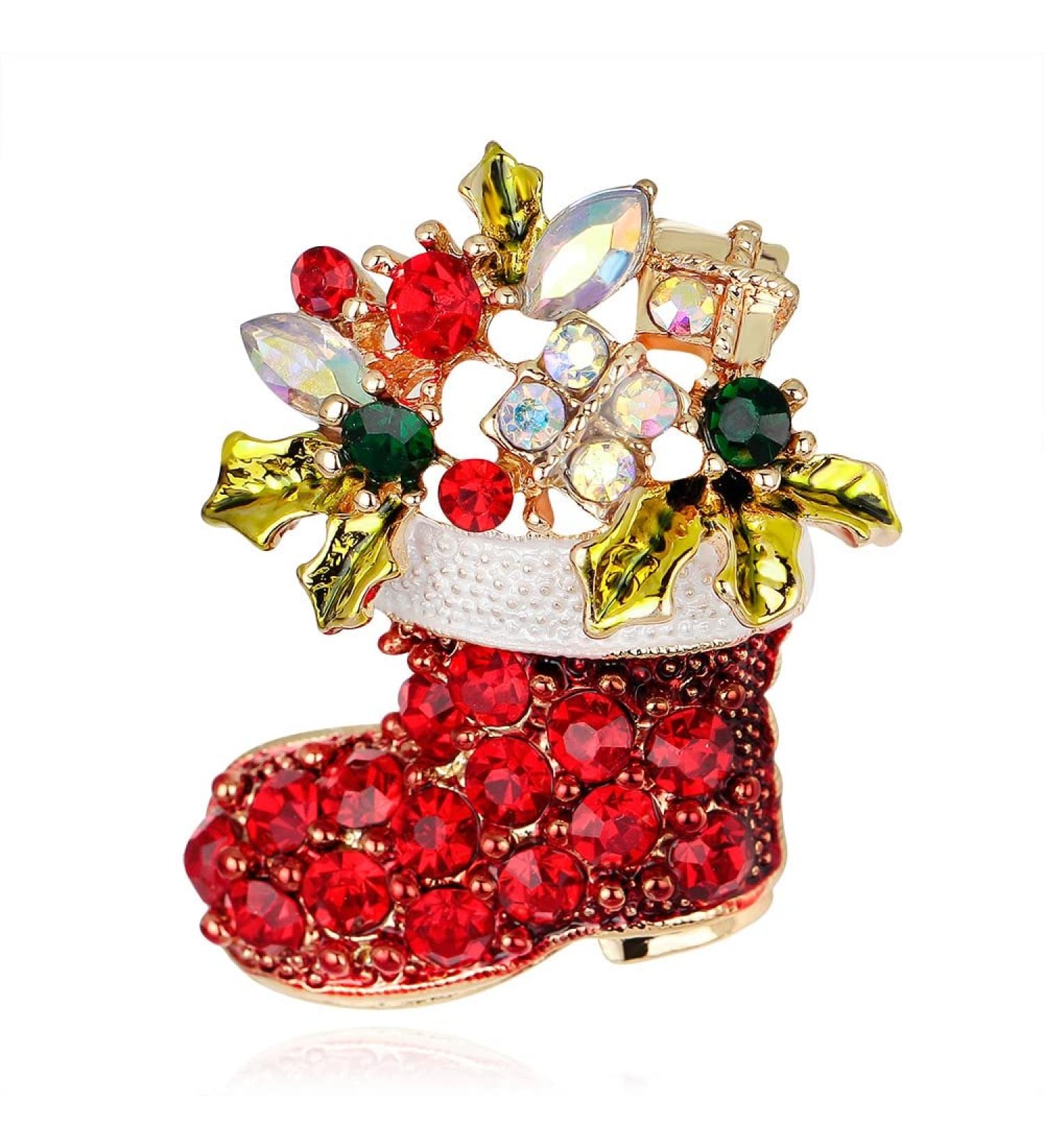 Pin Jewelry Gifts for Women Cute Inlaid Rhinestone Christmas Brooches for Women Creative Colorful Boots Snowman Pins Party Accessories Sweater Jewelry Brooches & Pins - Buy Online on GoSupps.com