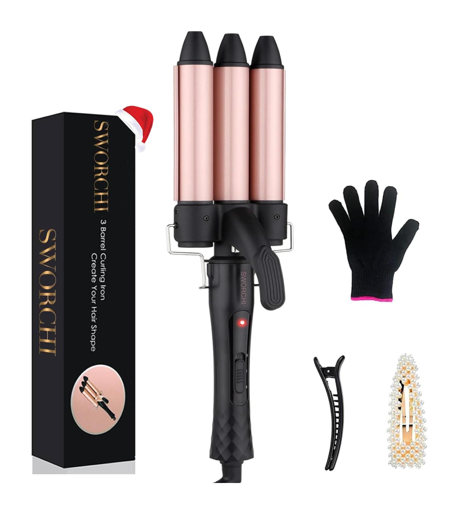 3 Barrel Hair Waver Curler 25MM - Rose Gold Mermaid Curling Wand - Buy Online on GoSupps.com