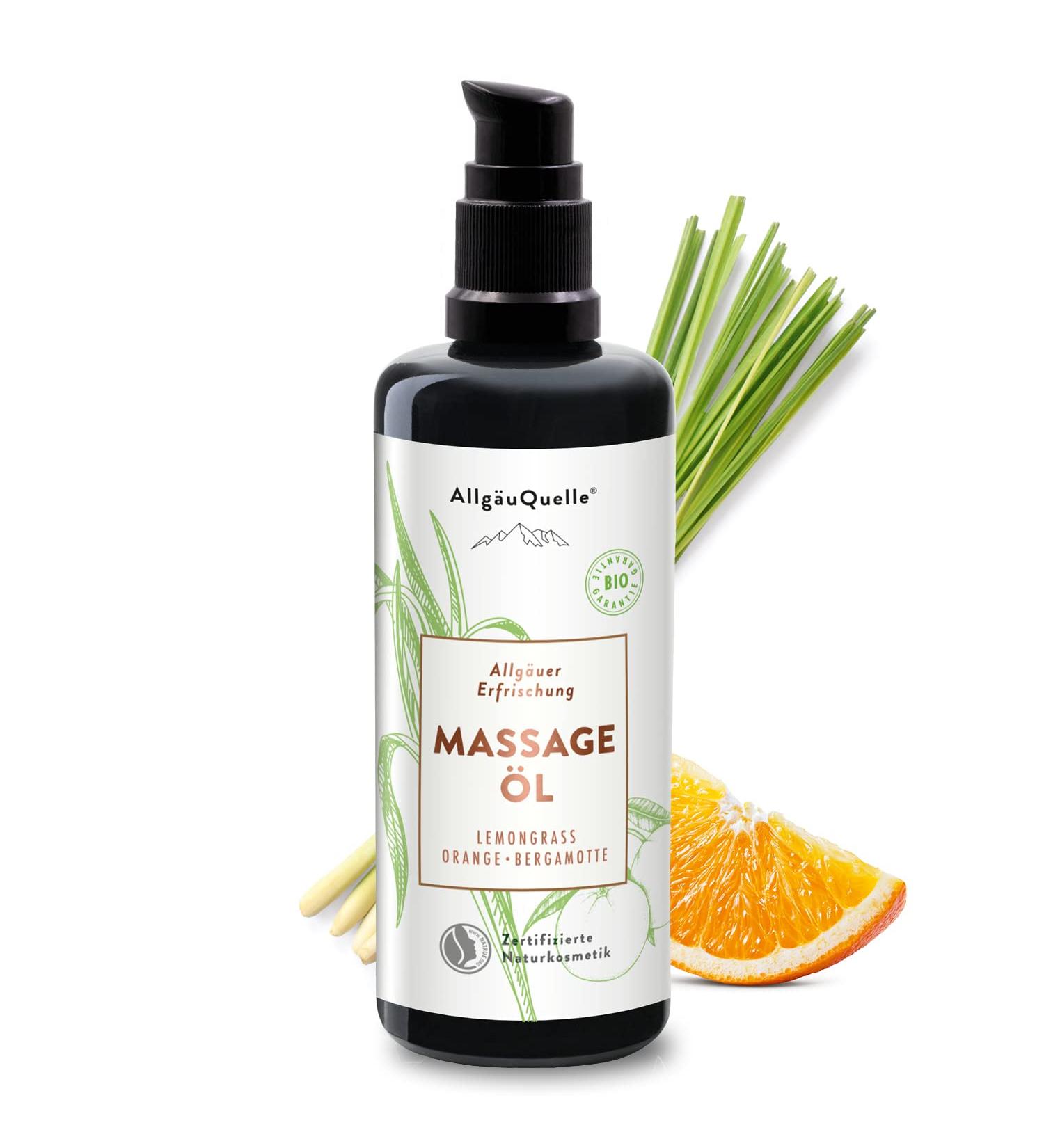 Allg gequelle Bio Massage Oil 100ml | Natural Essential Oils & Body Moisturizer | Lemongrass Orange Bergamot Jojoba Avocado Shea | Refresh & Rejuvenate Your Skin - Buy Online on GoSupps.com