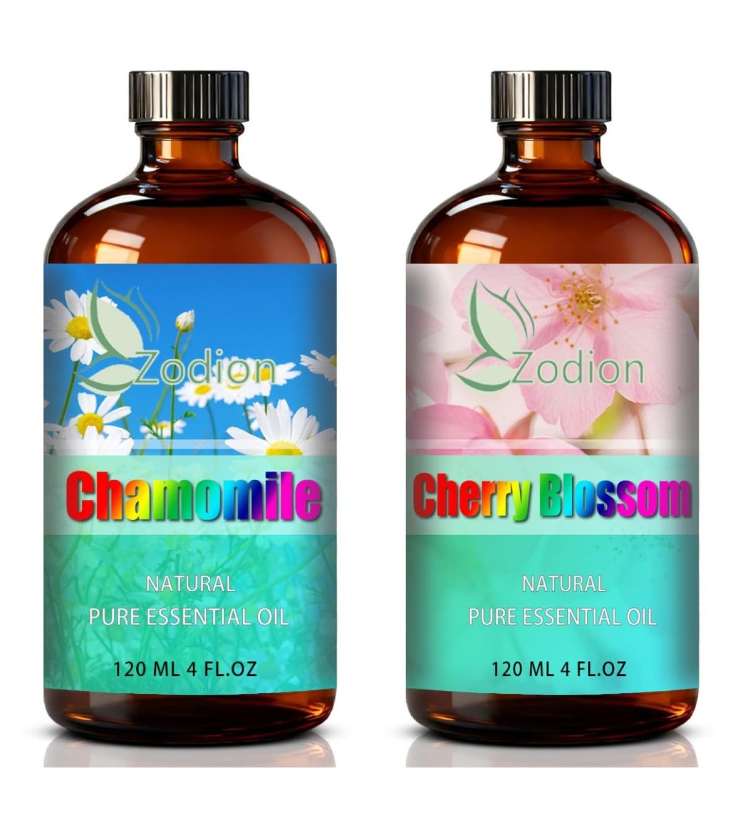 Cherry Blossom Essential Oil 4 Fl Oz and Chamomile Essential Oil 4 Fl Oz - Cherry Blossom & Chamomile Oil for Diffuser Aromatherapy Home Fragrance Skin & Hair Care DIY Candle & Soap Making Yoga - Buy Online on GoSupps.com