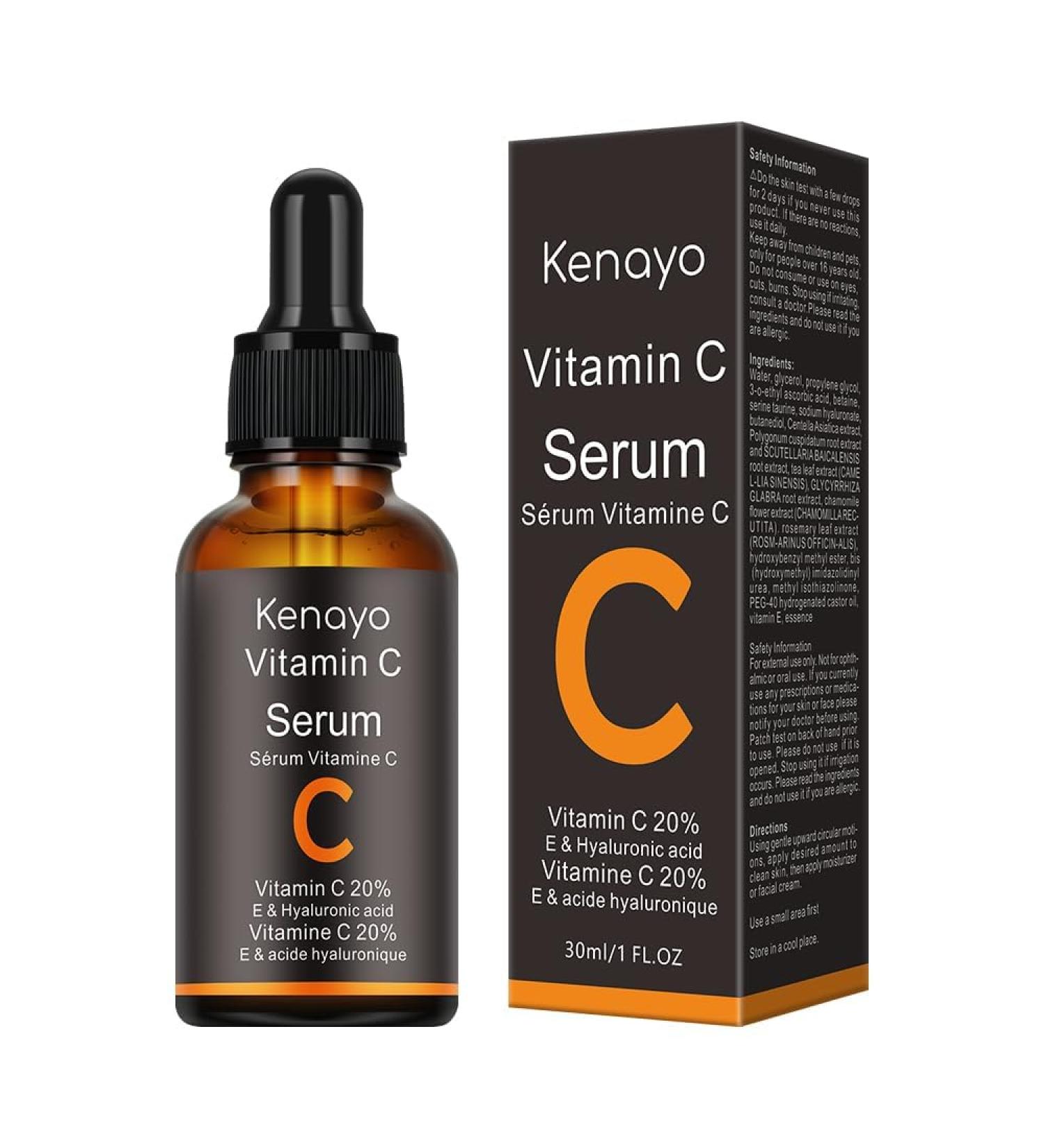 Kenayo Vitamin C Serum for Face with Hyaluronic Acid & Vitamin E Deep Hydration Facial Serum for Smooth Moisturized Skin Skincare for Women & Men (30 ml Pack of 1) - Buy Online on GoSupps.com