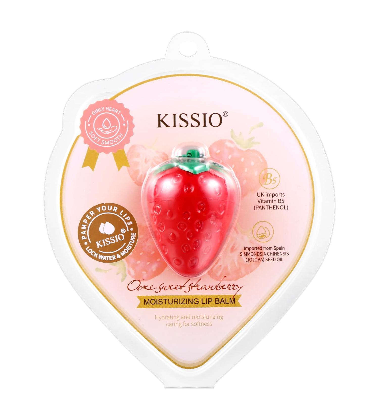 Buy KISSIO Strawberry Lip Balm | Moisturizing Lip Care with B5 & Jojoba Oil | Soothes Chapped Lips & Enhances Elasticity | Cruelty-Free | 0.12 oz - Buy Online on GoSupps.com