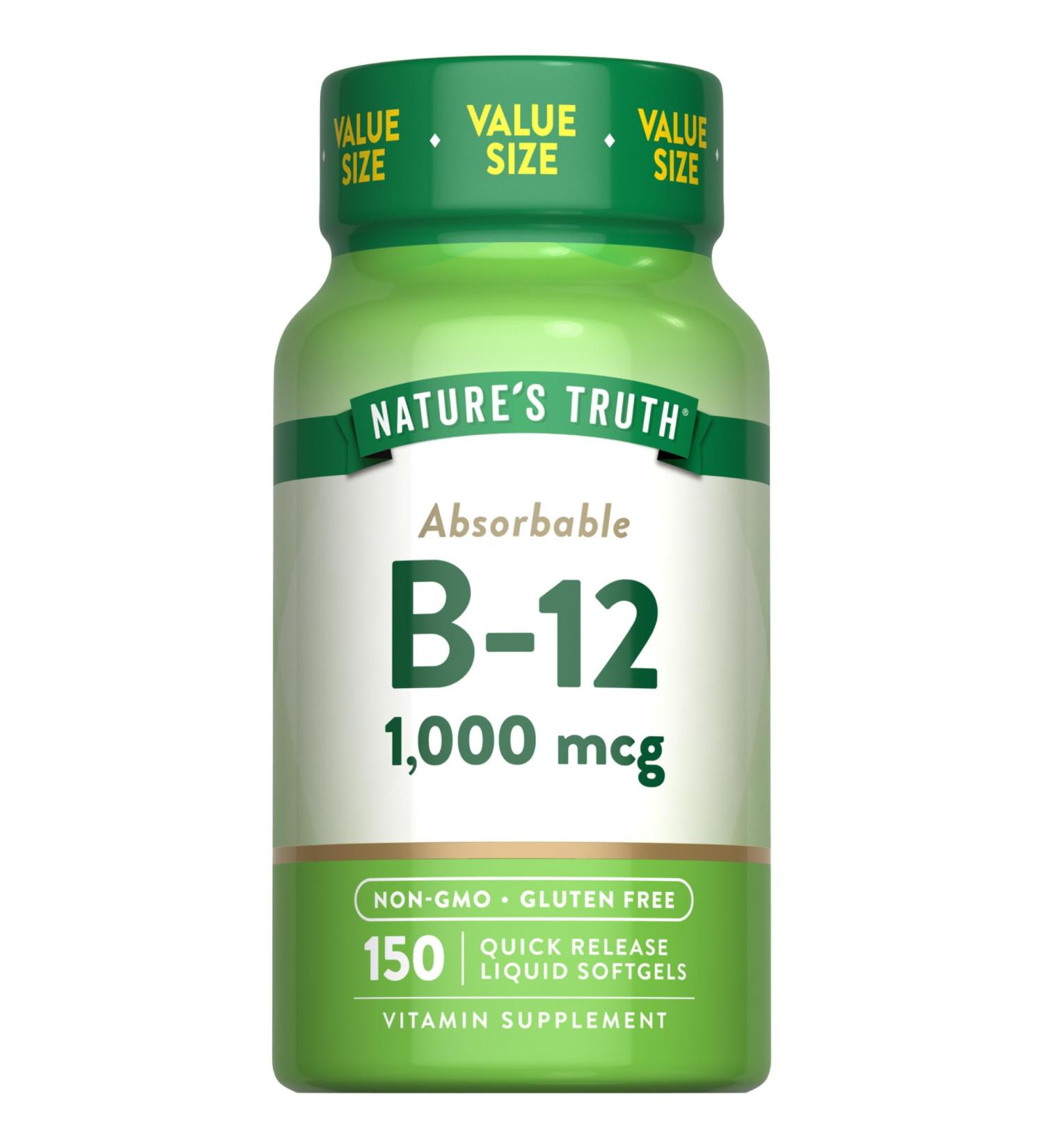 Nature's Truth Vitamin B12 | 1000 mcg | 150 Softgels | Non-GMO & Gluten Free Supplement - Buy Online on GoSupps.com