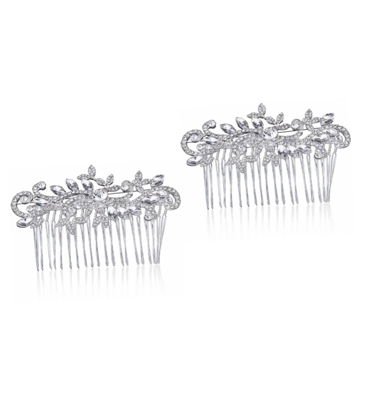 Hair Clip Headband Women Rhinestone Headwear 2pcs Rhinestone Comb Tiara Headwear Women Headpiece - Buy Online on GoSupps.com