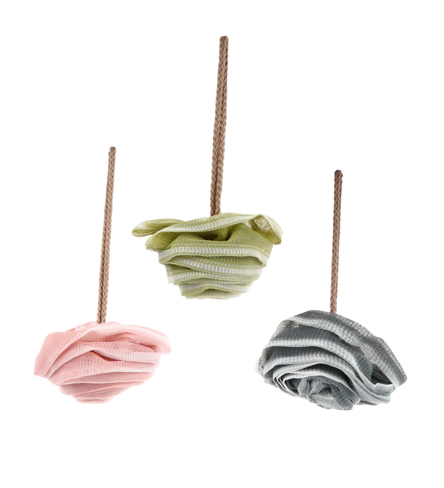 Shop Housoutil 3pcs Rose Bath Balls - Natural Body Sponge & Shower Scrubber | Bubble Maker & Back Scrubber for Luxurious Bathing Experience - Buy Online on GoSupps.com