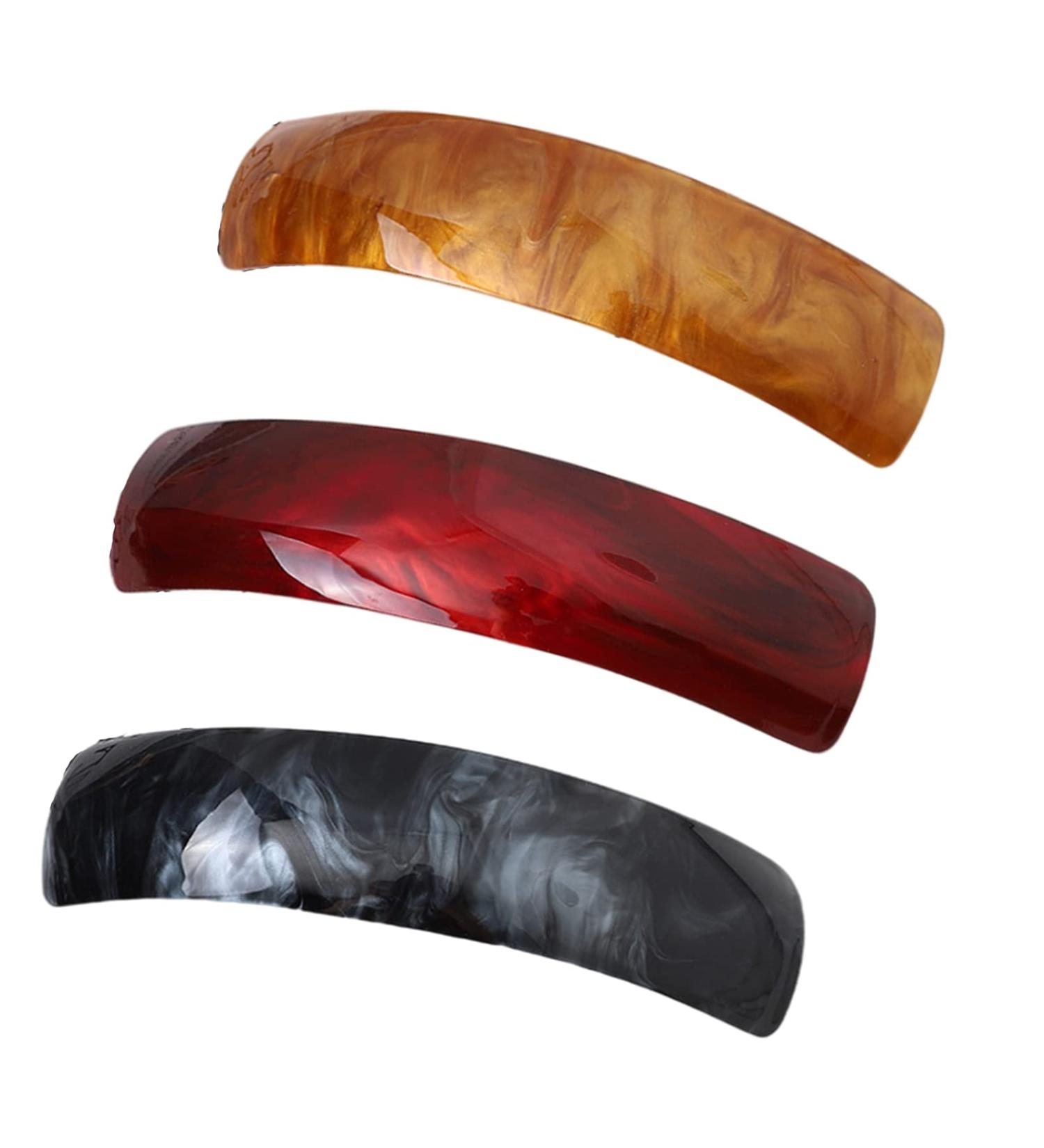 Automatic Hair Clip Set - 3 Classic Retro French Acrylic Clips for Women | Perfect for Fine to Medium Thickness Hair - Buy Online on GoSupps.com