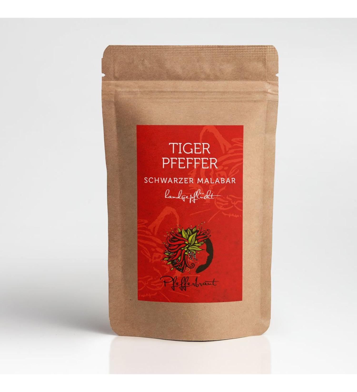 Tiger Pepper Black Malabar 80g - Handpicked from India's Malabar Coast | Aroma Protection Bag - Premium Quality Spice - Buy Online on GoSupps.com