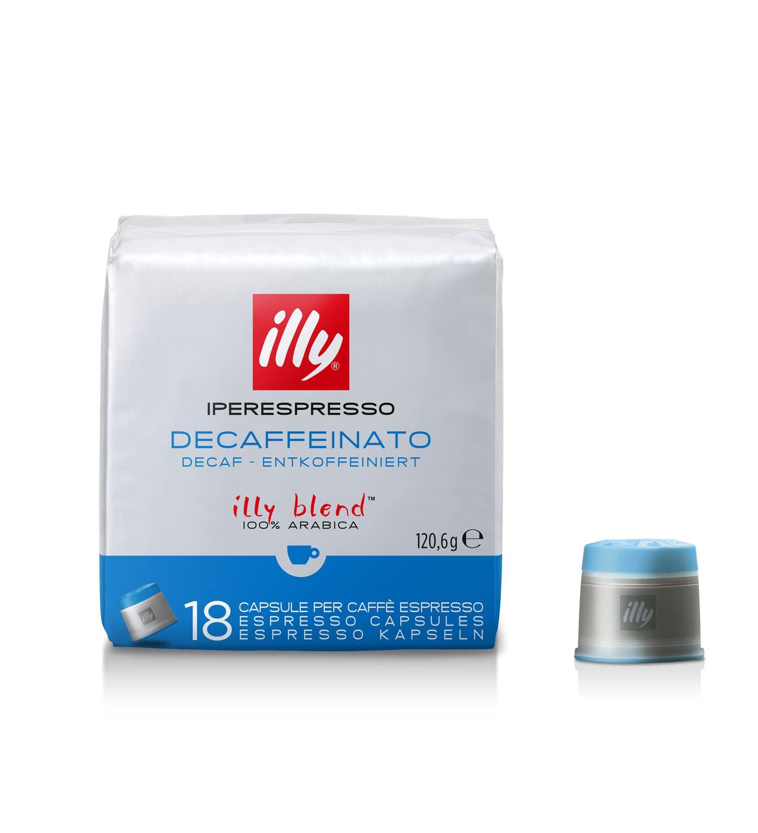  illy illy Decaffeinated Iperespresso Capsules: 100% Arabica with notes of caramel chocolate and toast caffeine-free harmonious taste 6 packs of 18 capsules (108 capsules in total) - Buy Online on GoSupps.com