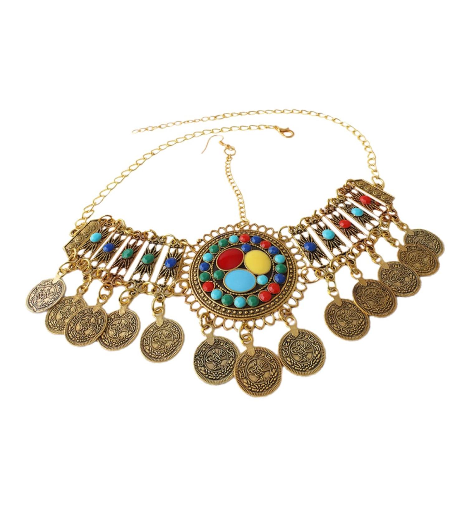 Women Necklace Headpiece Bohemian Necklace Retro Decor Metal Trim Women Jewelry Necklace Neck Chain Necklaces for - Buy Online on GoSupps.com