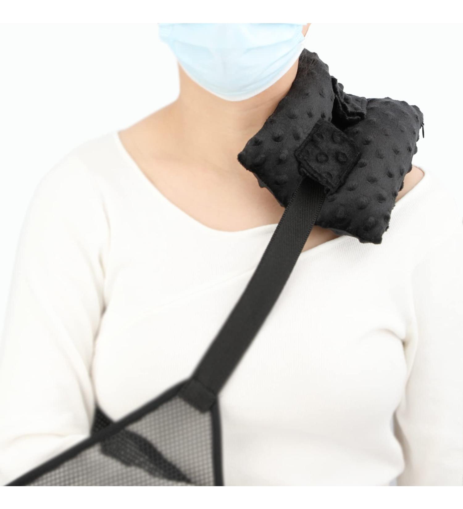 HapiPoppy Arm Sling Shoulder Cushion - Comfortable Support for Arm, Elbow, and Wrist Injuries - Minky Dot Black - For Women, Men, and Kids - Buy Online on GoSupps.com