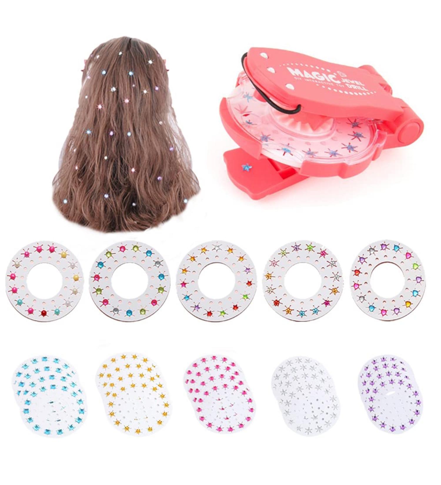 Hair Bedazzler Kit with 375 Rhinestones Hair Gem Stamper Bling Gem Machine Glam Bling Styling Tool Christmas Festival Birthday Party Clothes Nail and Hair Accessories (375 JEWELS) - Buy Online on GoSupps.com