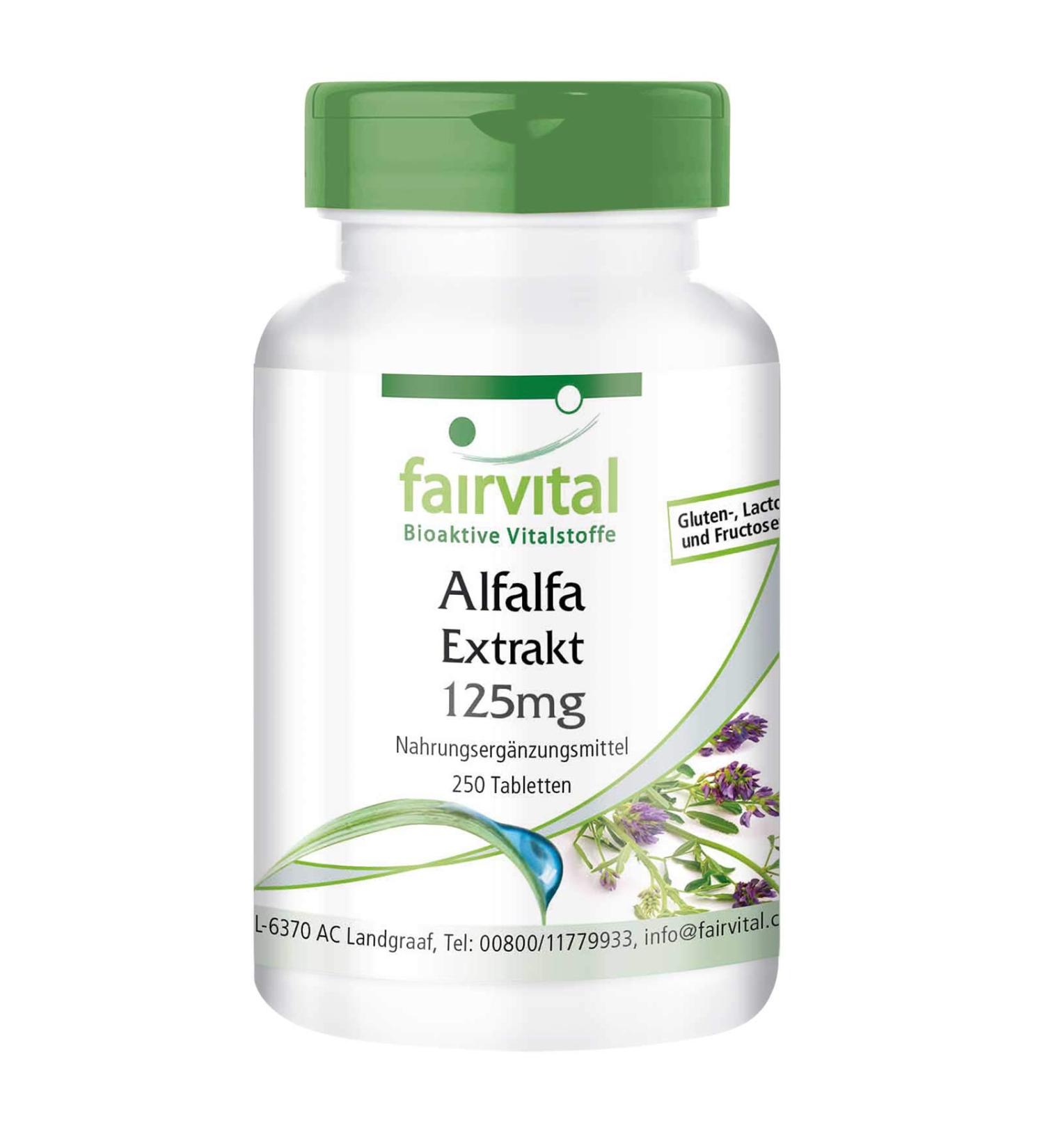 Buy Fairvital Alfalfa Tablets - 125mg Vegan Alfalfa Extract (Medicago Sativa) - 250 Tablets for Optimal Health & Wellness - Buy Online on GoSupps.com