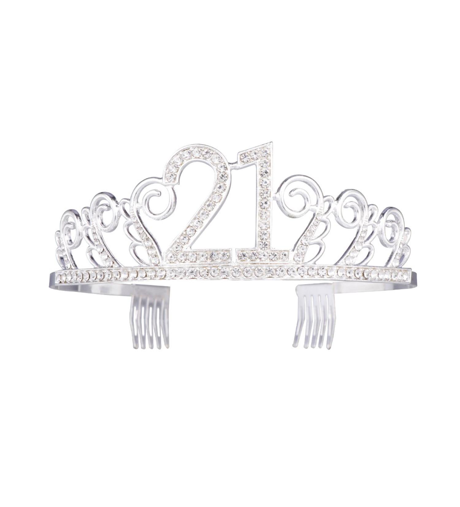 Frcolor 21th Birthday Crystal Tiara Crowns Headband with Hair Combs - Buy Online on GoSupps.com