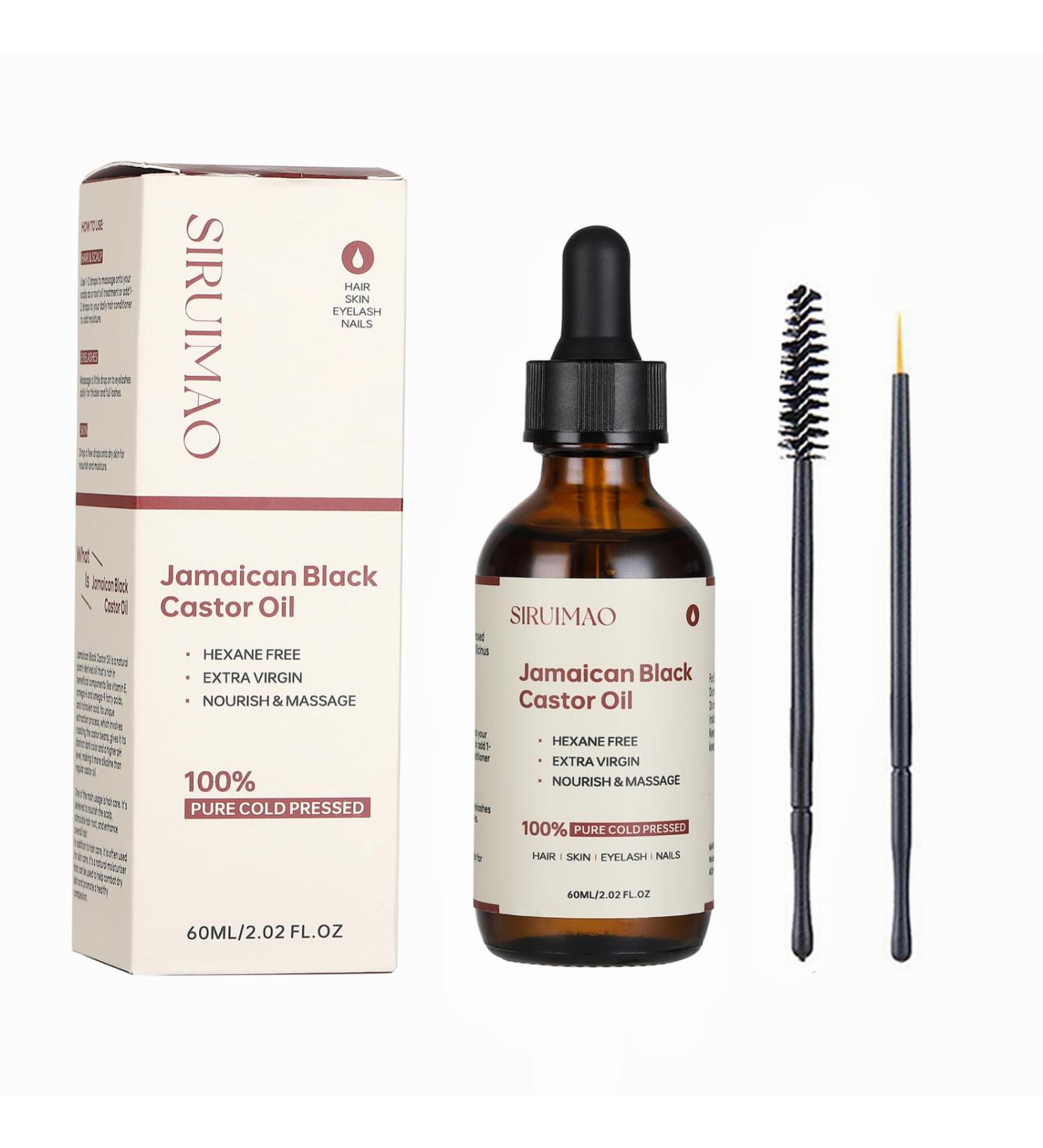 Jamaican Castor Oil (2oz) - Pure Cold Pressed Hair & Skin Growth Nourishing Body Massage Eyelashes & Eyebrows Care - Buy Online on GoSupps.com