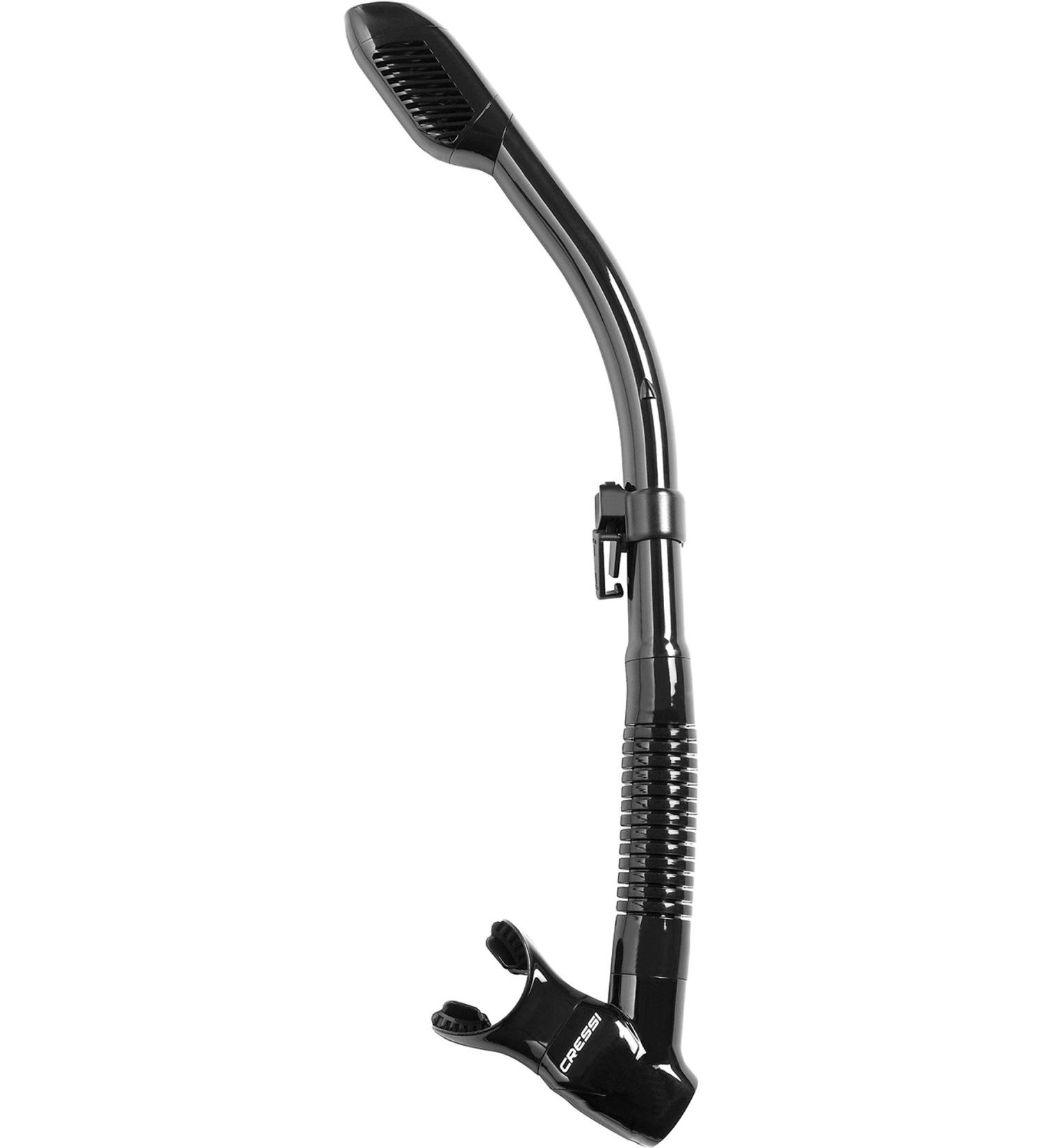 Cressi Adult Diving Dry Snorkel - Supernova Dry with Splash Guard and Top Valve | Black/Black - Buy Online on GoSupps.com