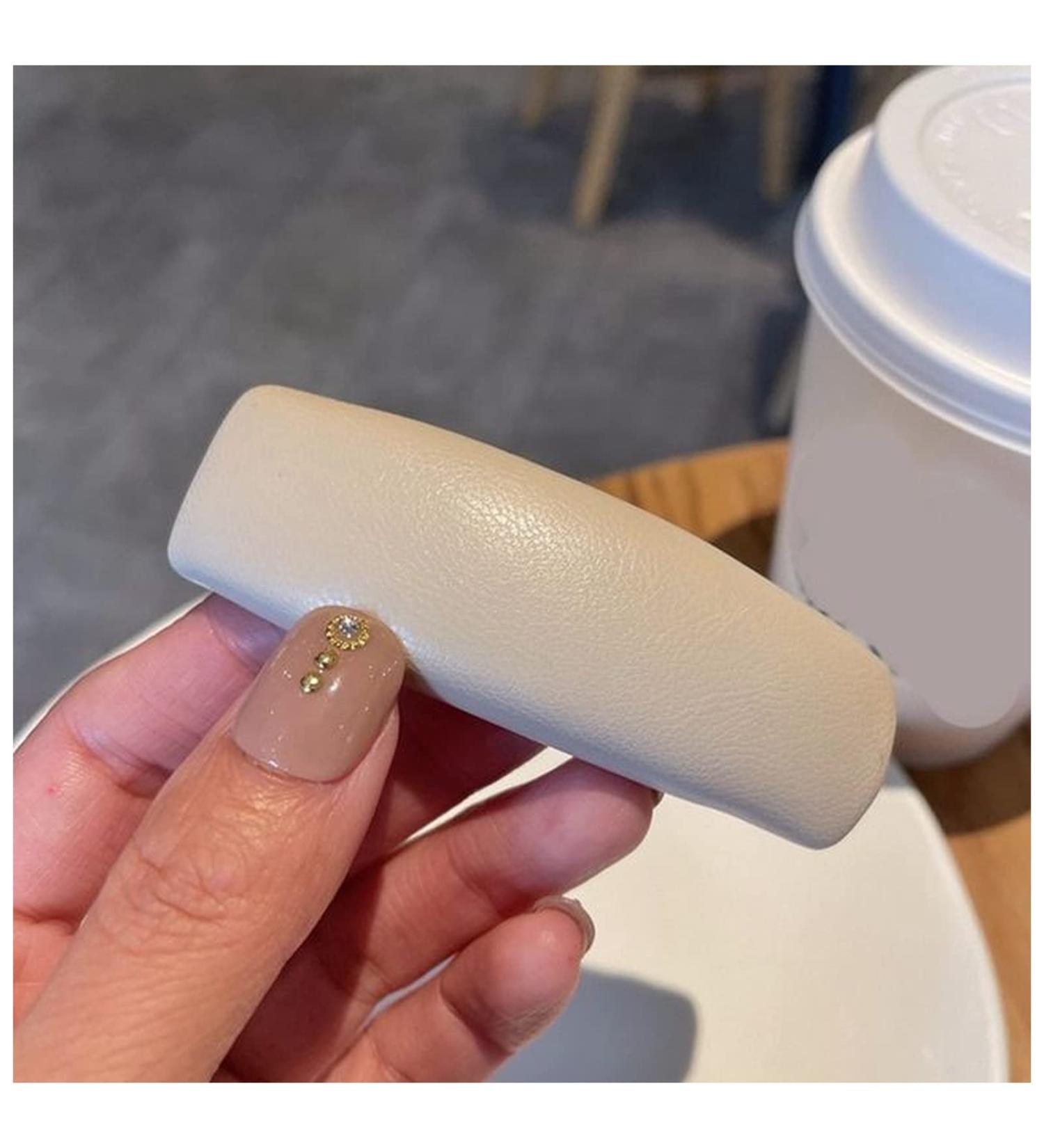 Hair Clips PU Leather Hair Clip Sponge Padded Barrette Solid Thick Hairpin Women Hair Snap Korean Style Headwear Blue Hair Clips (Size : Milk white 1) - Buy Online on GoSupps.com