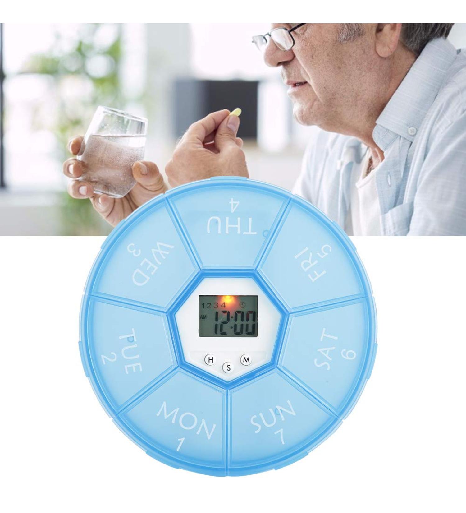 Brrnoo Automatic Medication Reminder with Timer | 7-Day Pill Organizer with Backlight - Blue - Buy Online on GoSupps.com