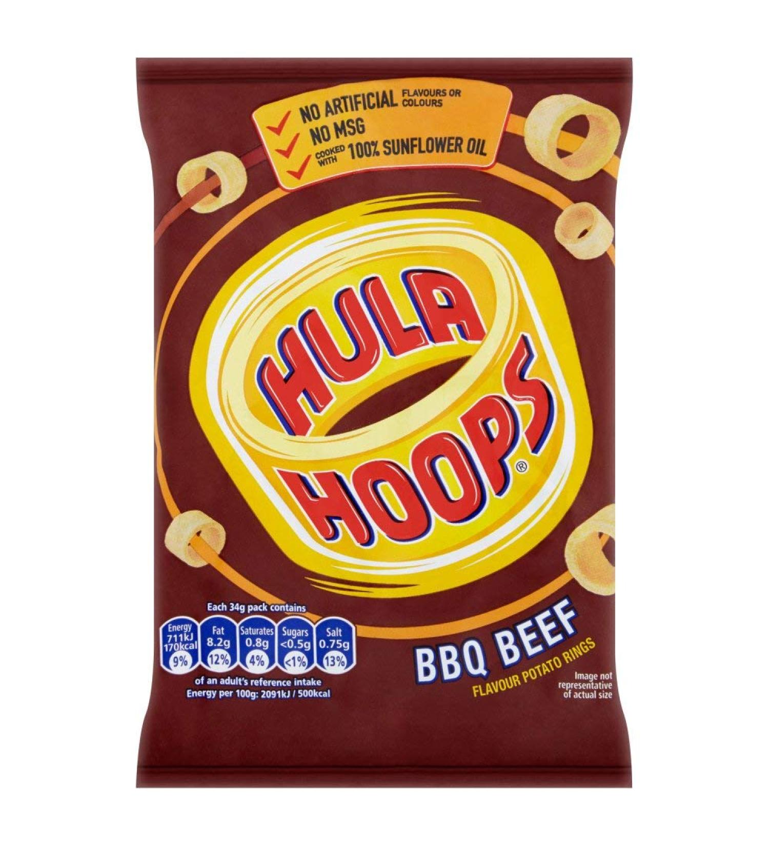Hula Hoops KP Hula Hoops BBQ Beef - Pack of 32 x 34g